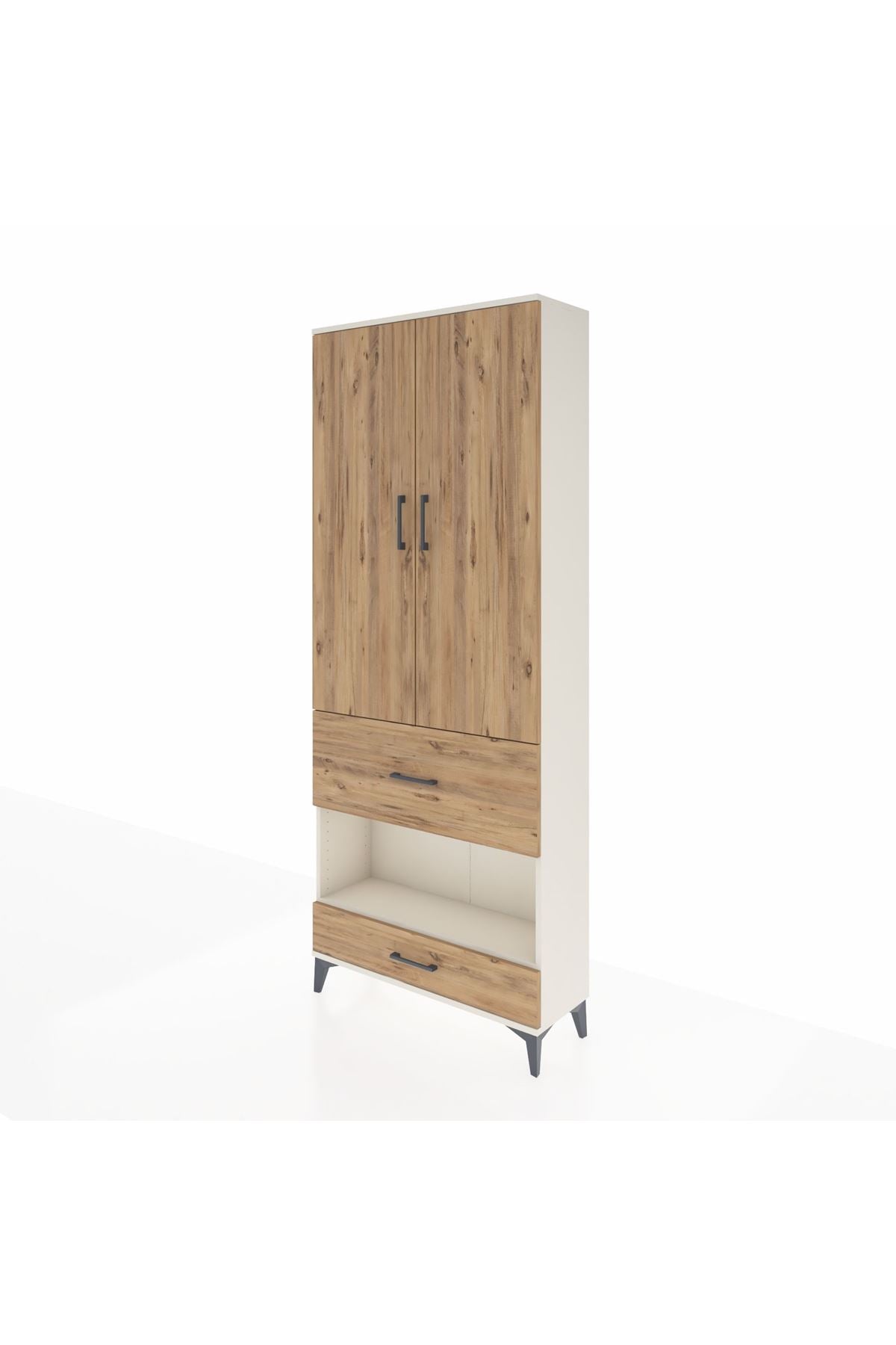 Arges Dolap 3 Raflı 2 Çekmeceli Tek Askılı 88x30x221 - S30M109V3A