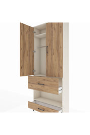 Arges Dolap 3 Raflı 2 Çekmeceli Tek Askılı 88x30x221 - S30M109V3A
