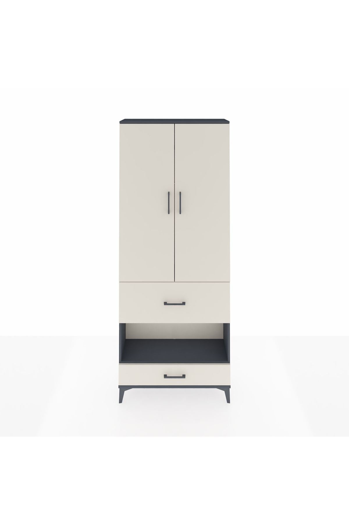 Arges Dolap 3 Raflı 2 Çekmeceli Tek Askılı 88x30x221 - S30M109V4A
