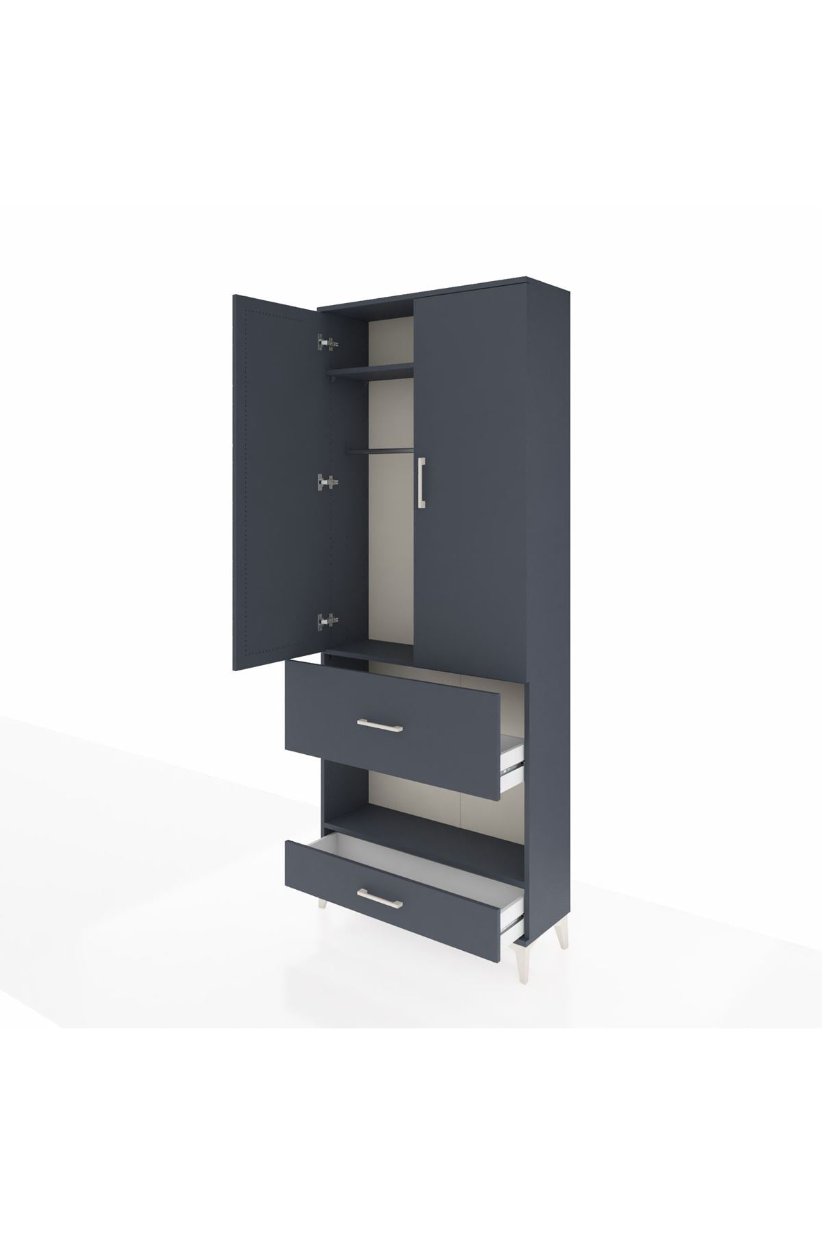 Arges Dolap 3 Raflı 2 Çekmeceli Tek Askılı 88x30x221 - S30M109V5A
