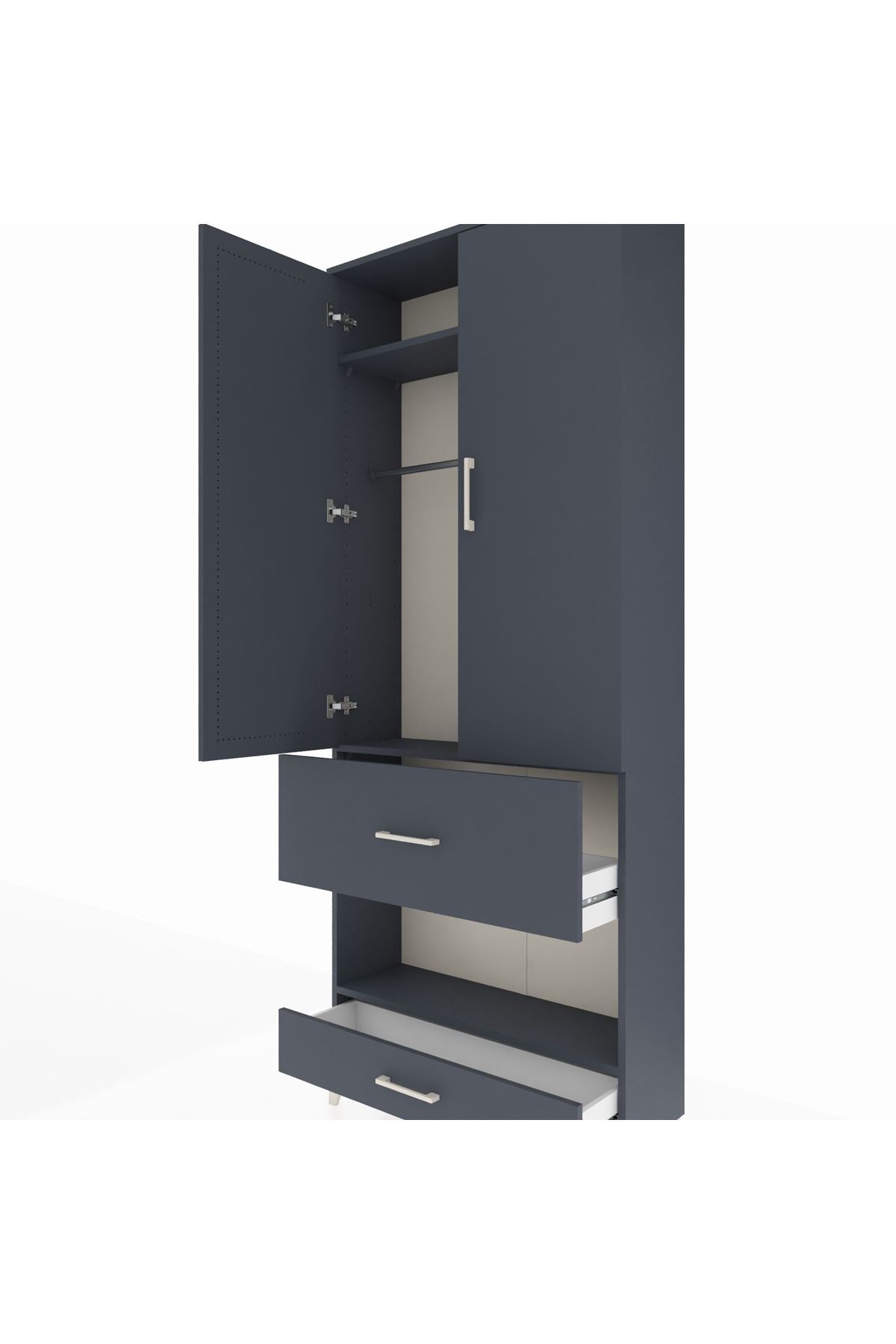 Arges Dolap 3 Raflı 2 Çekmeceli Tek Askılı 88x30x221 - S30M109V5A