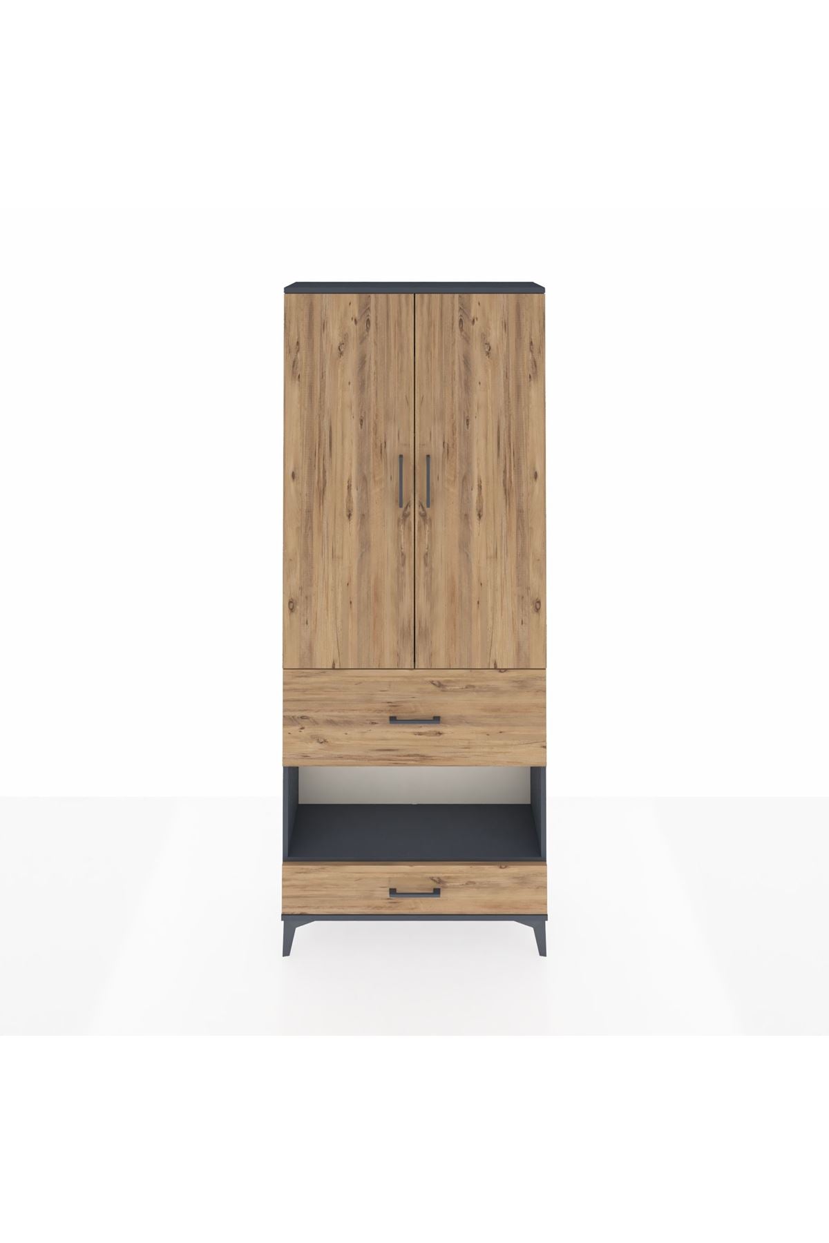 Arges Dolap 3 Raflı 2 Çekmeceli Tek Askılı 88x30x221 - S30M109V6A