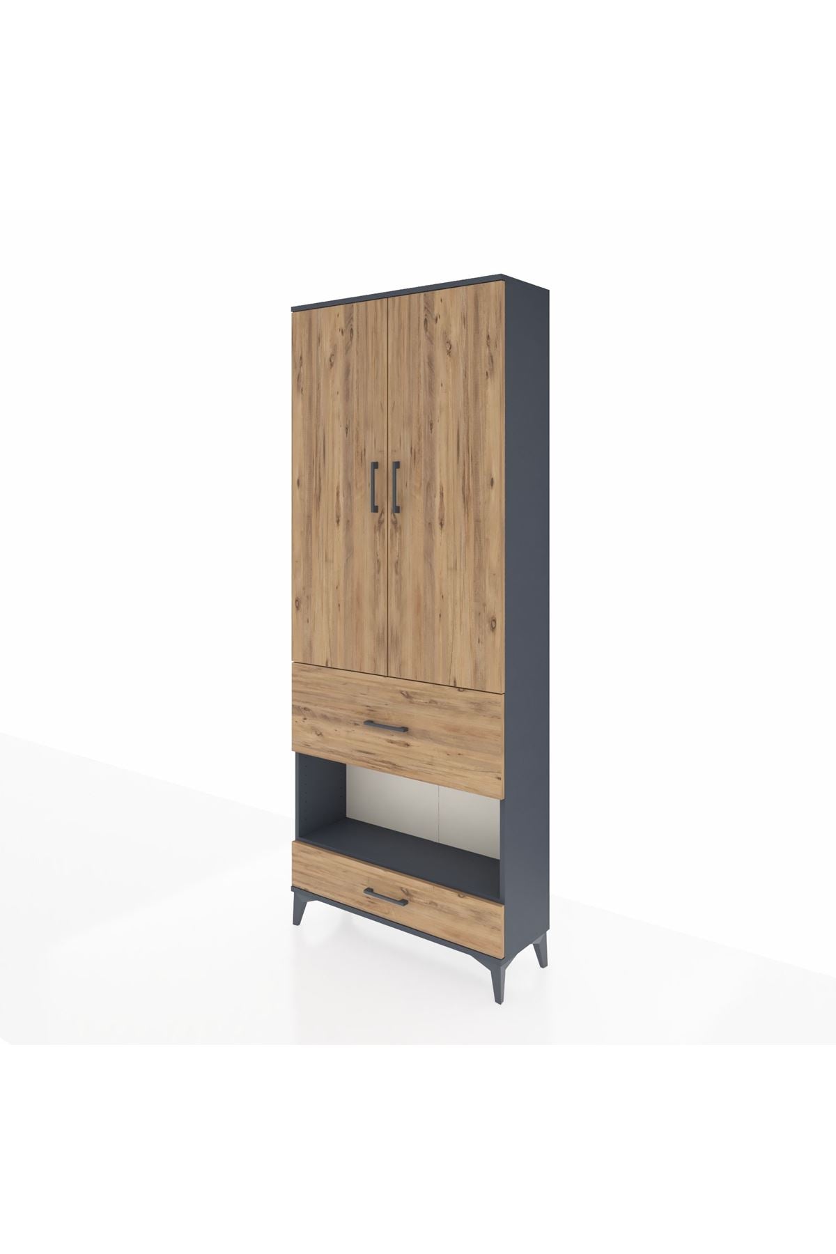 Arges Dolap 3 Raflı 2 Çekmeceli Tek Askılı 88x30x221 - S30M109V6A