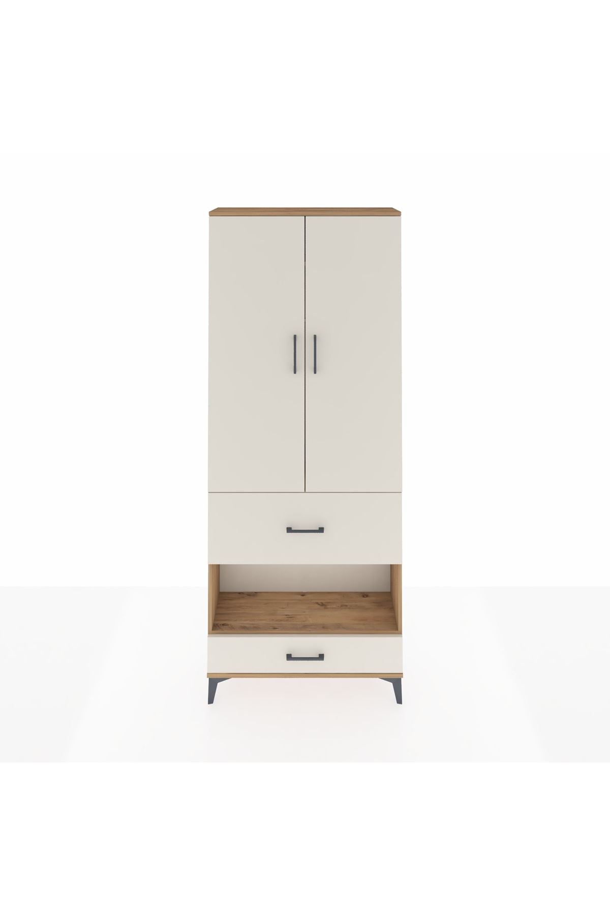 Arges Dolap 3 Raflı 2 Çekmeceli Tek Askılı 88x30x221 - S30M109V7A