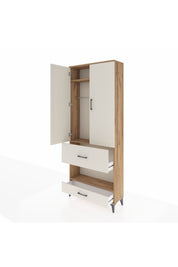 Arges Dolap 3 Raflı 2 Çekmeceli Tek Askılı 88x30x221 - S30M109V7A