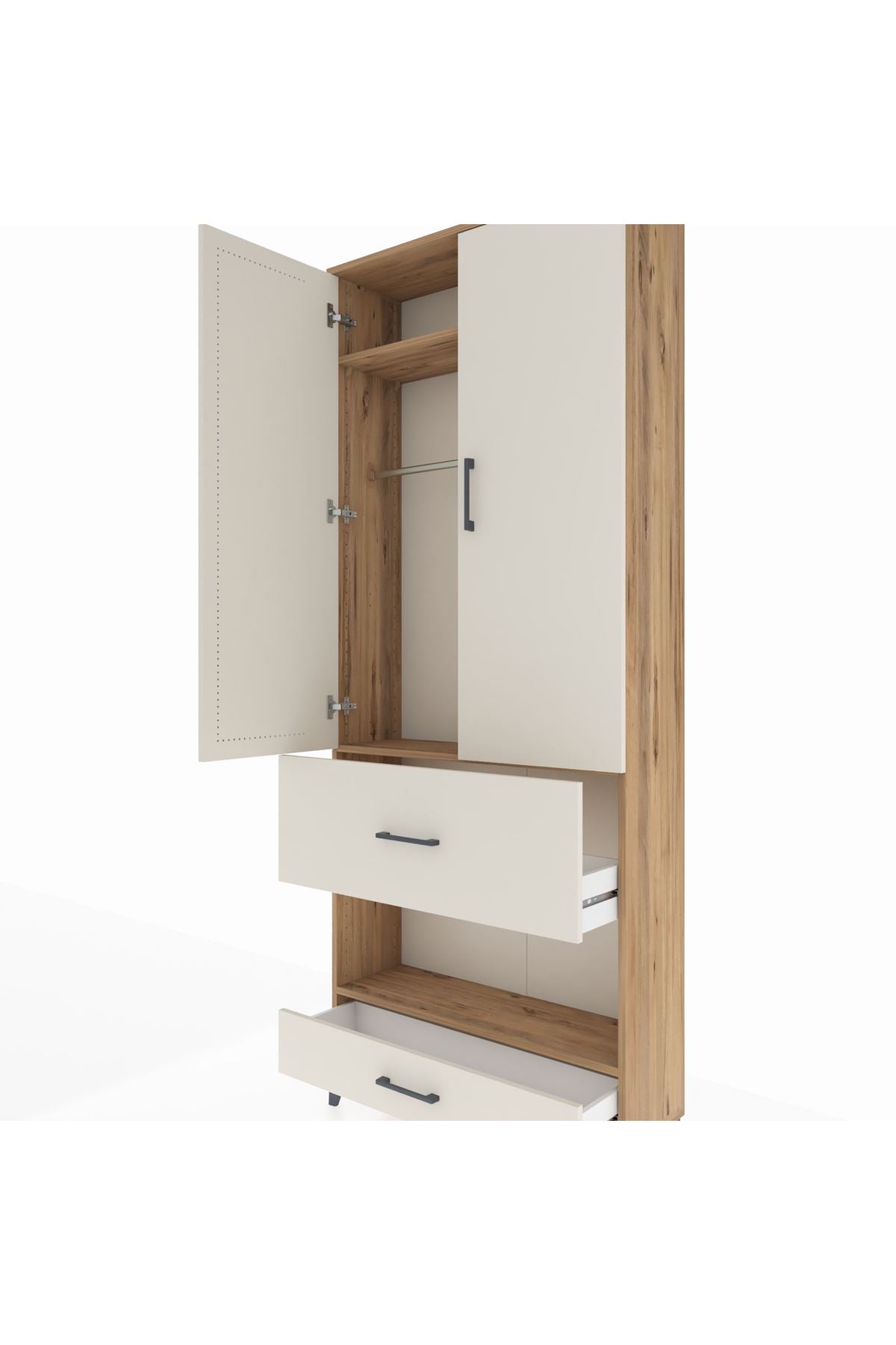 Arges Dolap 3 Raflı 2 Çekmeceli Tek Askılı 88x30x221 - S30M109V7A