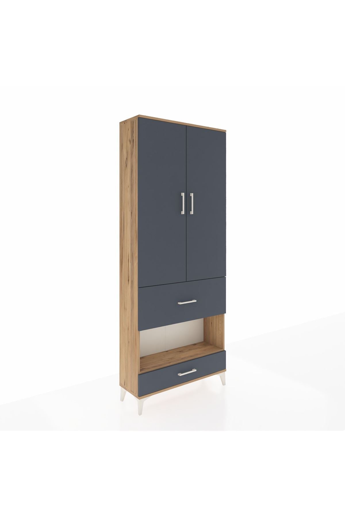 Arges Dolap 3 Raflı 2 Çekmeceli Tek Askılı 88x30x221 - S30M109V8A