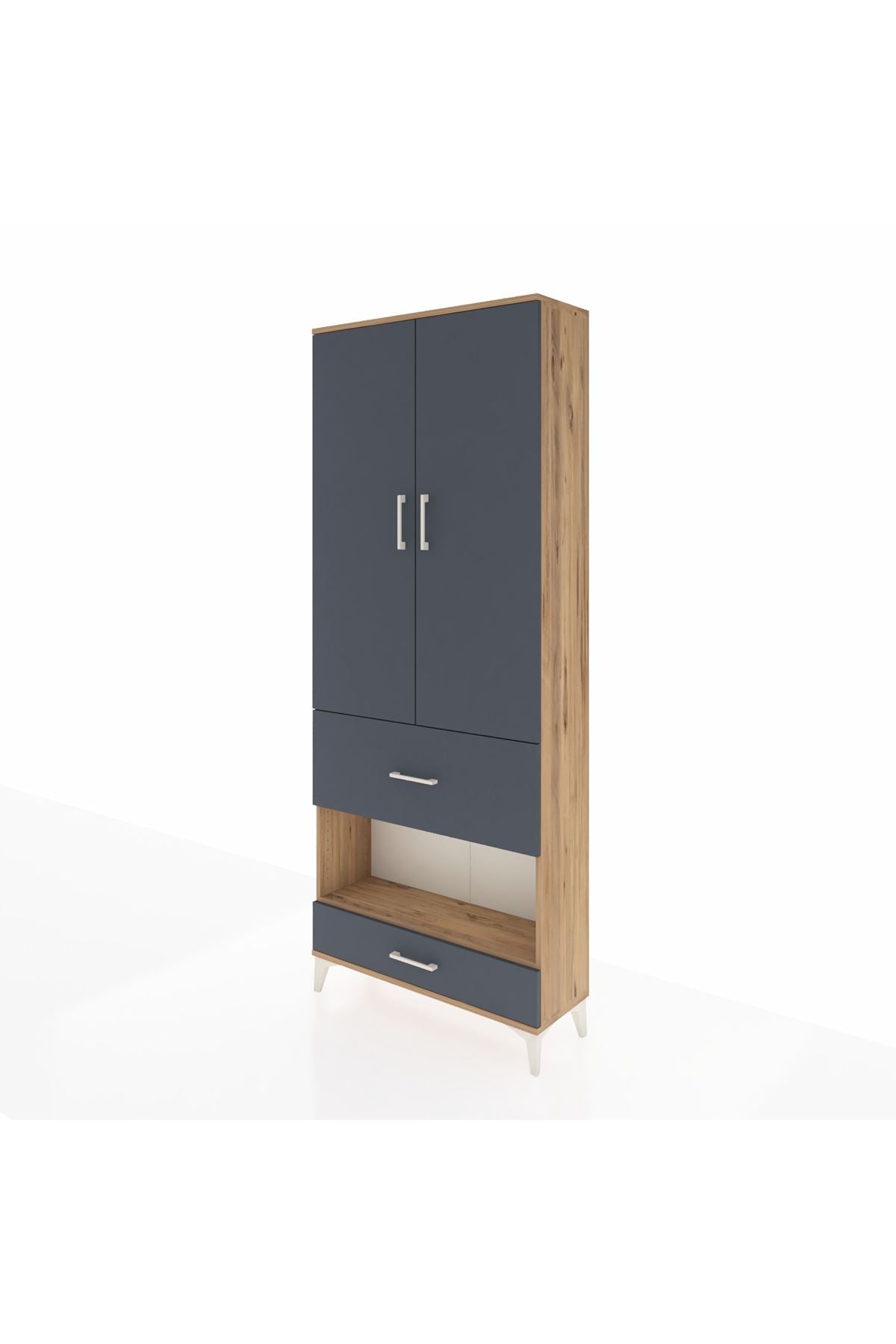 Arges Dolap 3 Raflı 2 Çekmeceli Tek Askılı 88x30x221 - S30M109V8A