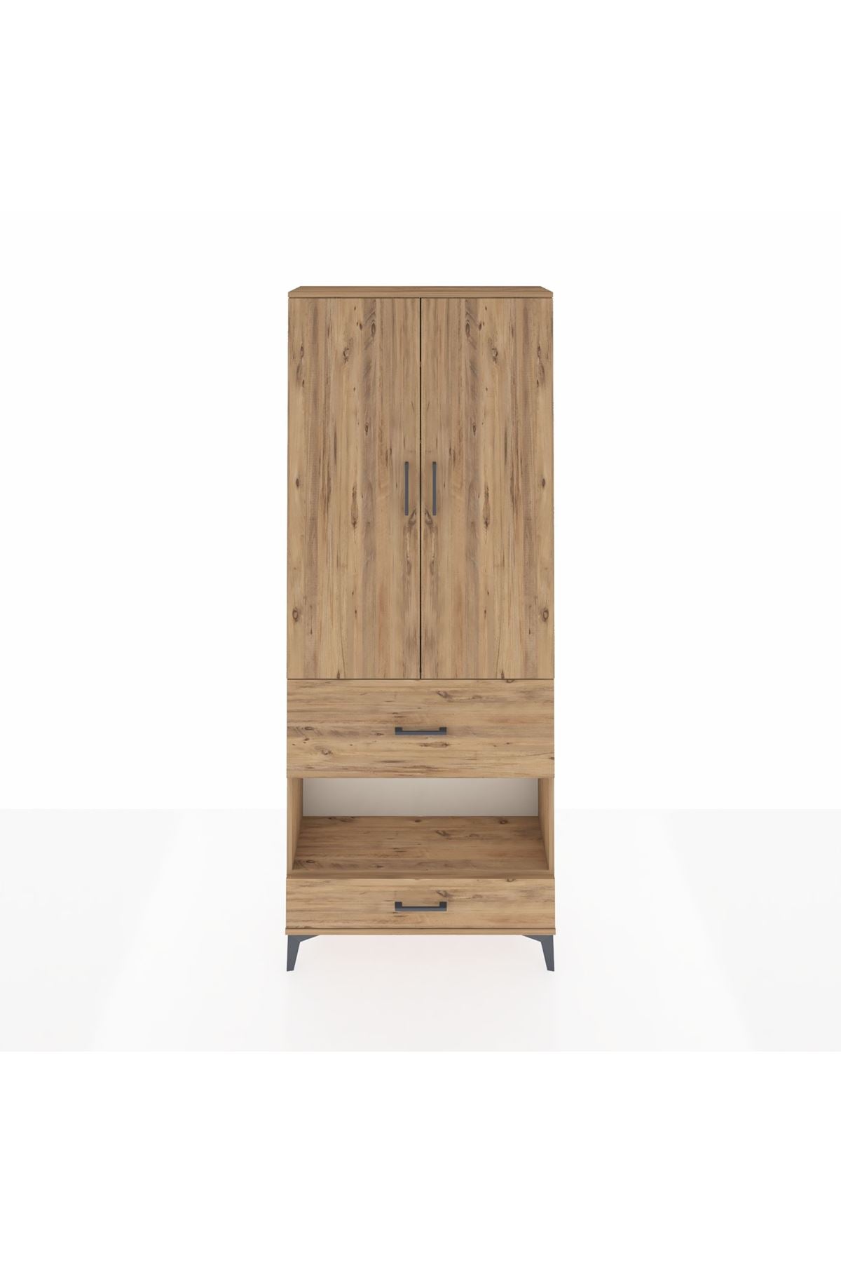Arges Dolap 3 Raflı 2 Çekmeceli Tek Askılı 88x30x221 - S30M109V9A