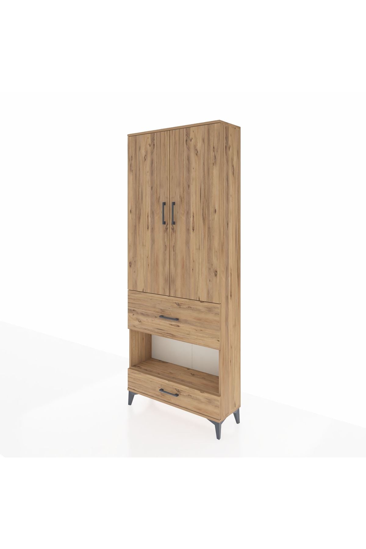 Arges Dolap 3 Raflı 2 Çekmeceli Tek Askılı 88x30x221 - S30M109V9A