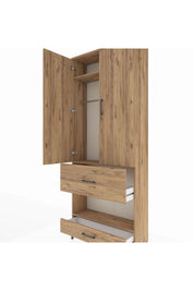 Arges Dolap 3 Raflı 2 Çekmeceli Tek Askılı 88x30x221 - S30M109V9A
