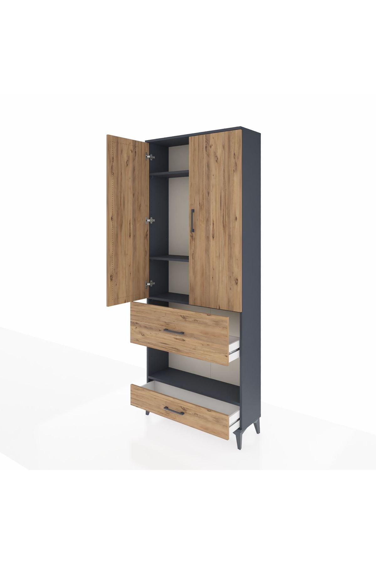 Arges Dolap 4 Raflı 2 Çekmeceli 2 Kapaklı 88x30x221 - S30M110V6A