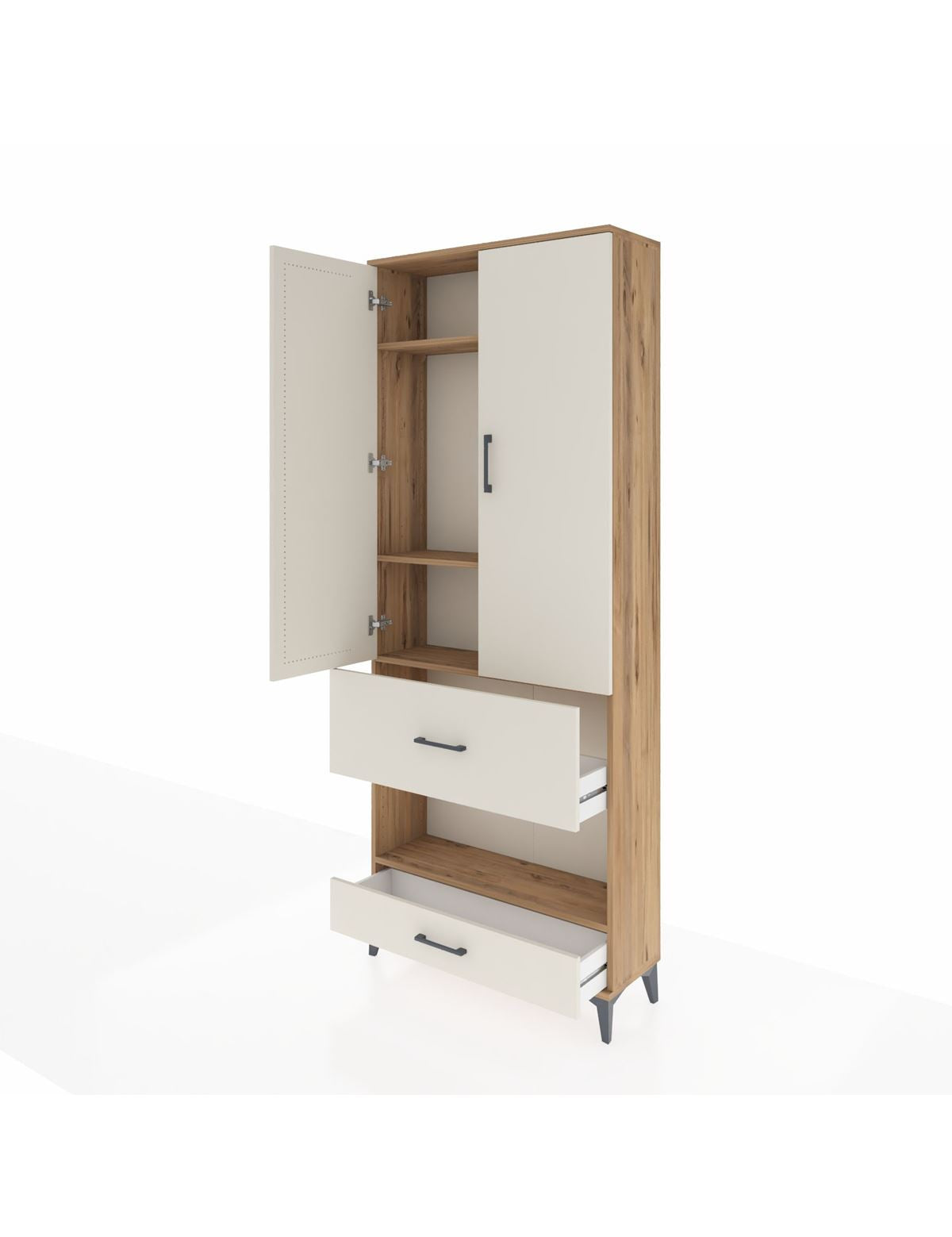 Arges Dolap 4 Raflı 2 Çekmeceli 2 Kapaklı 88x30x221 - S30M110V7A