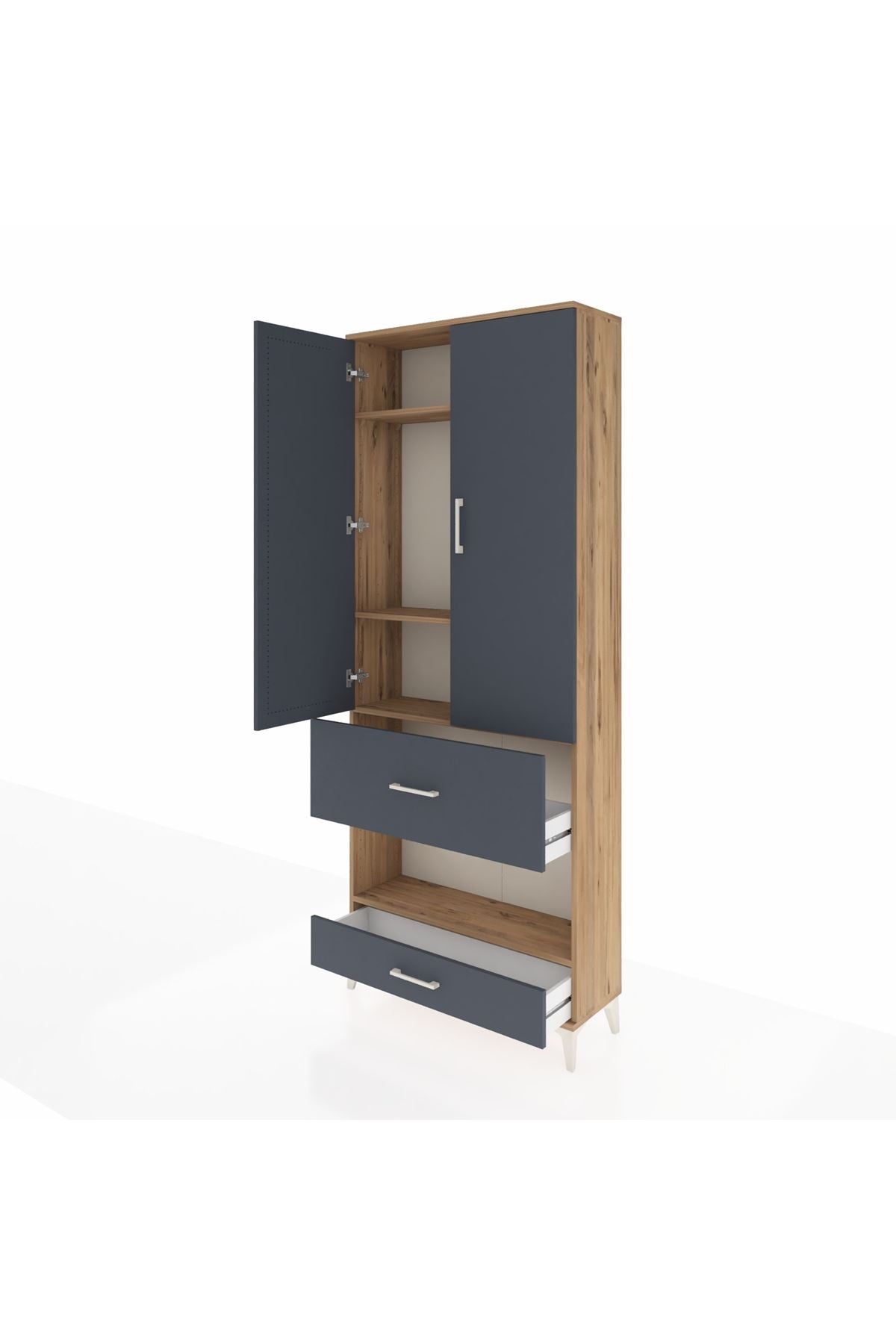 Arges Dolap 4 Raflı 2 Çekmeceli 2 Kapaklı 88x30x221 - S30M110V8A