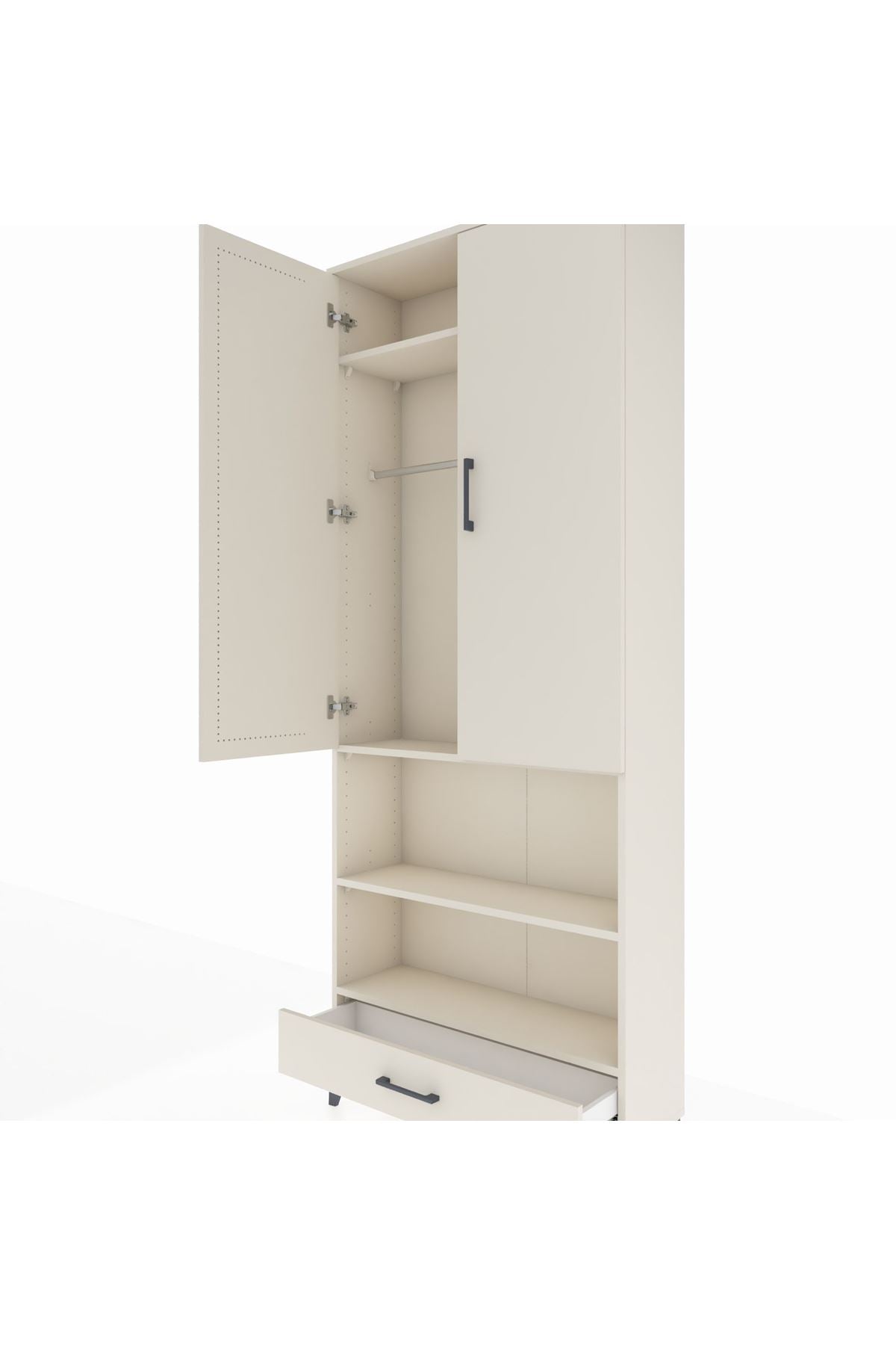 Arges Dolap 4 Raflı Tek Çekmeceli Tek Askılı 88x30x221 - S30M112V1A