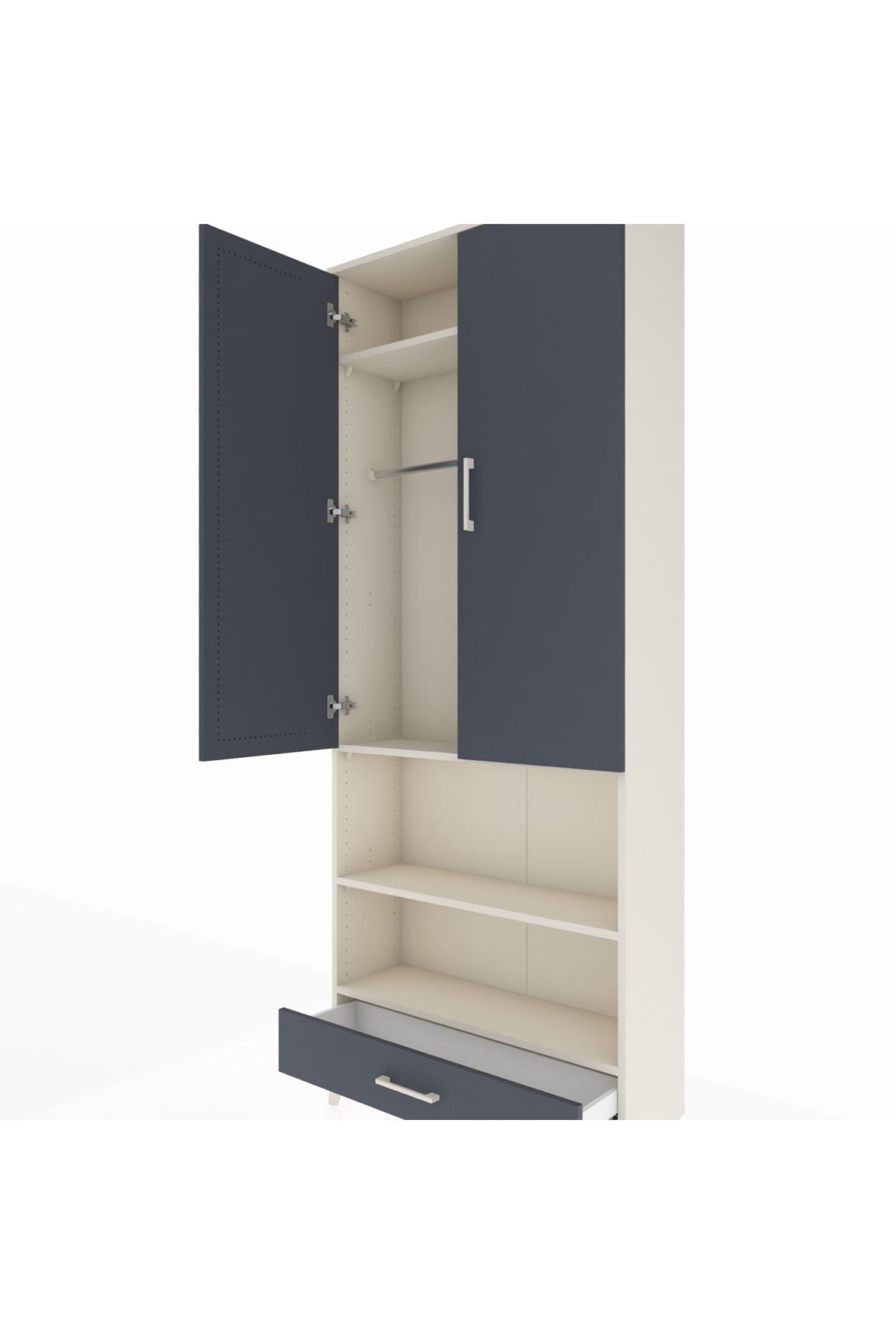 Arges Dolap 4 Raflı Tek Çekmeceli Tek Askılı 88x30x221 - S30M112V2A
