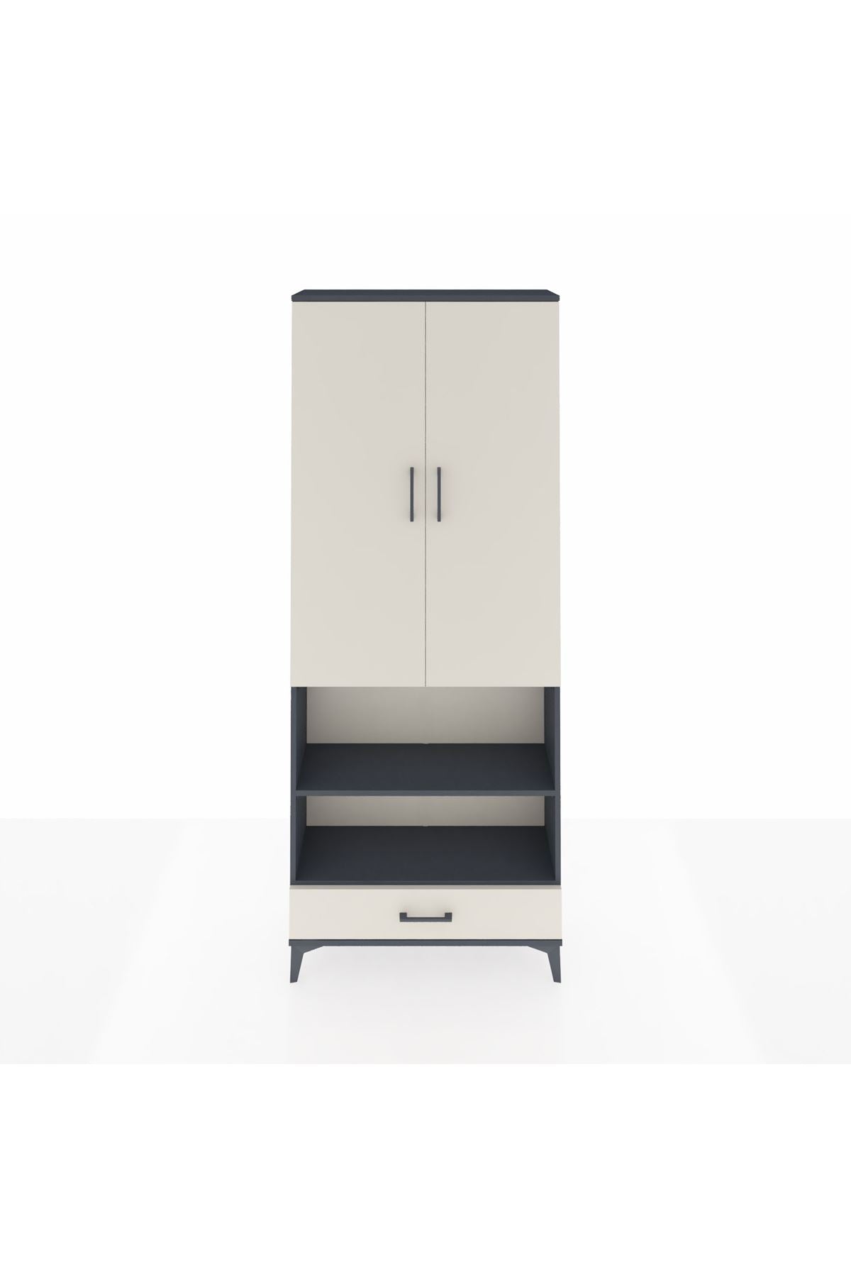 Arges Dolap 4 Raflı Tek Çekmeceli Tek Askılı 88x30x221 - S30M112V4A