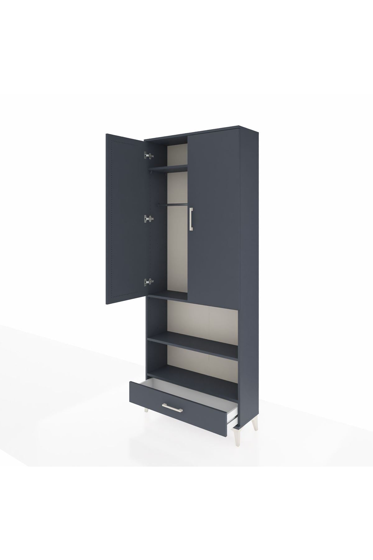 Arges Dolap 4 Raflı Tek Çekmeceli Tek Askılı 88x30x221 - S30M112V5A