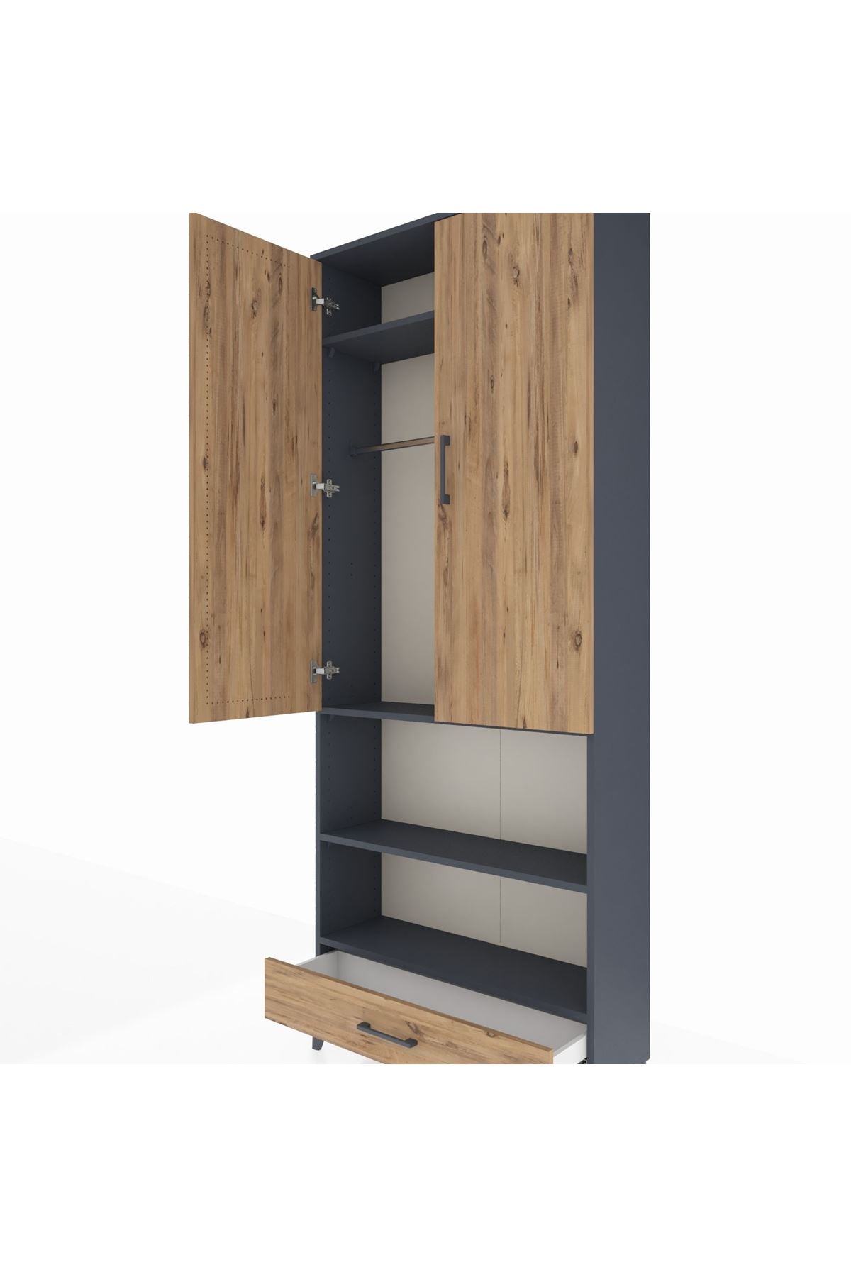 Arges Dolap 4 Raflı Tek Çekmeceli Tek Askılı 88x30x221 - S30M112V6A