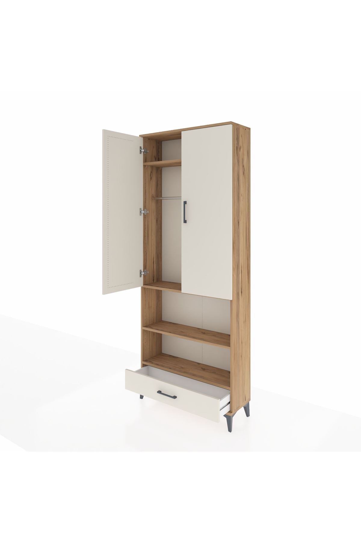 Arges Dolap 4 Raflı Tek Çekmeceli Tek Askılı 88x30x221 - S30M112V7A