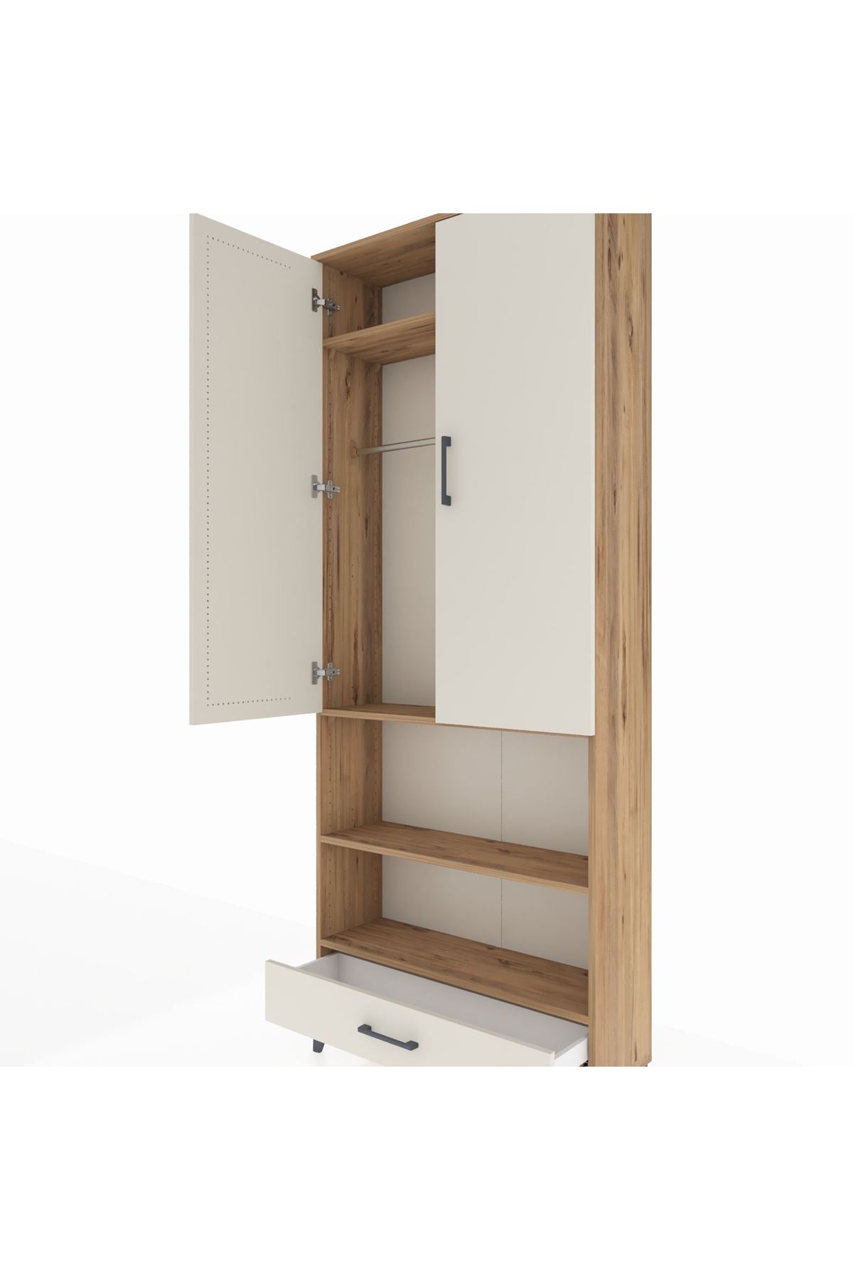 Arges Dolap 4 Raflı Tek Çekmeceli Tek Askılı 88x30x221 - S30M112V7A