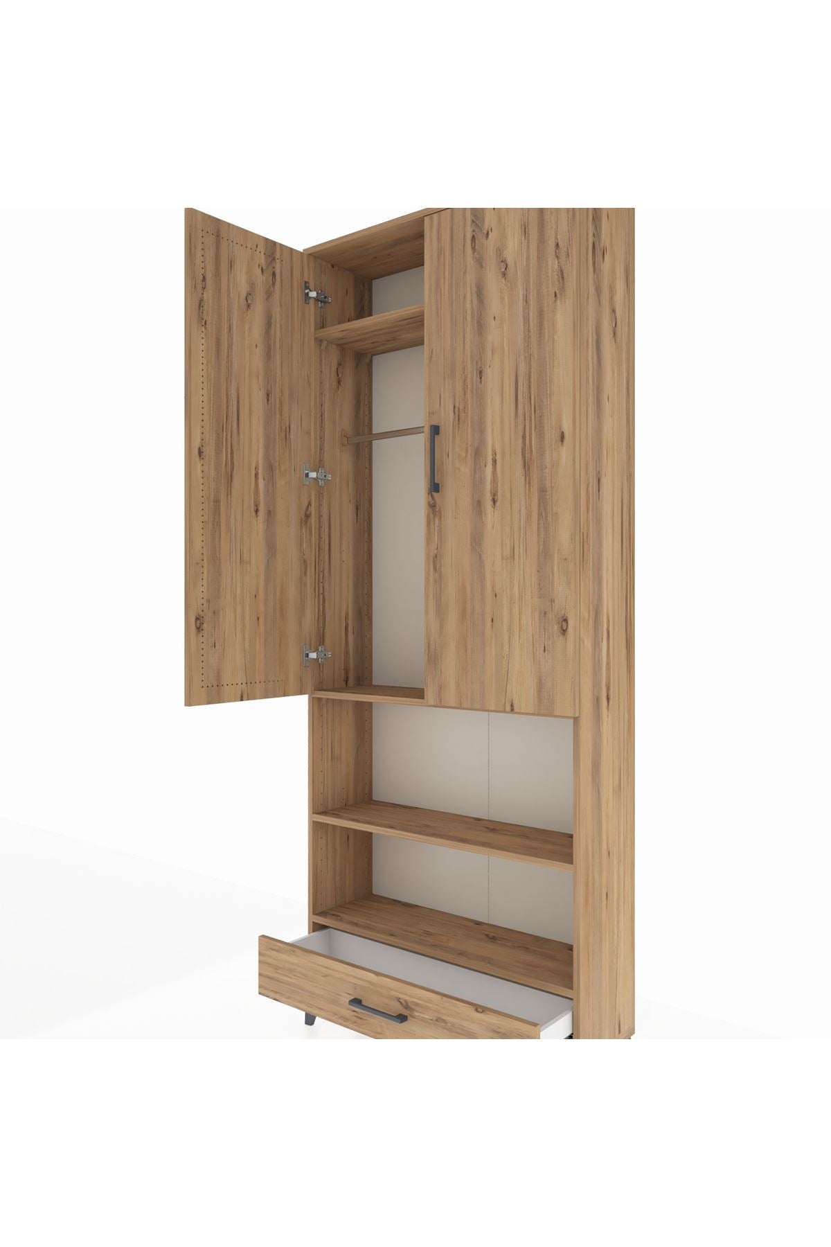 Arges Dolap 4 Raflı Tek Çekmeceli Tek Askılı 88x30x221 - S30M112V9A