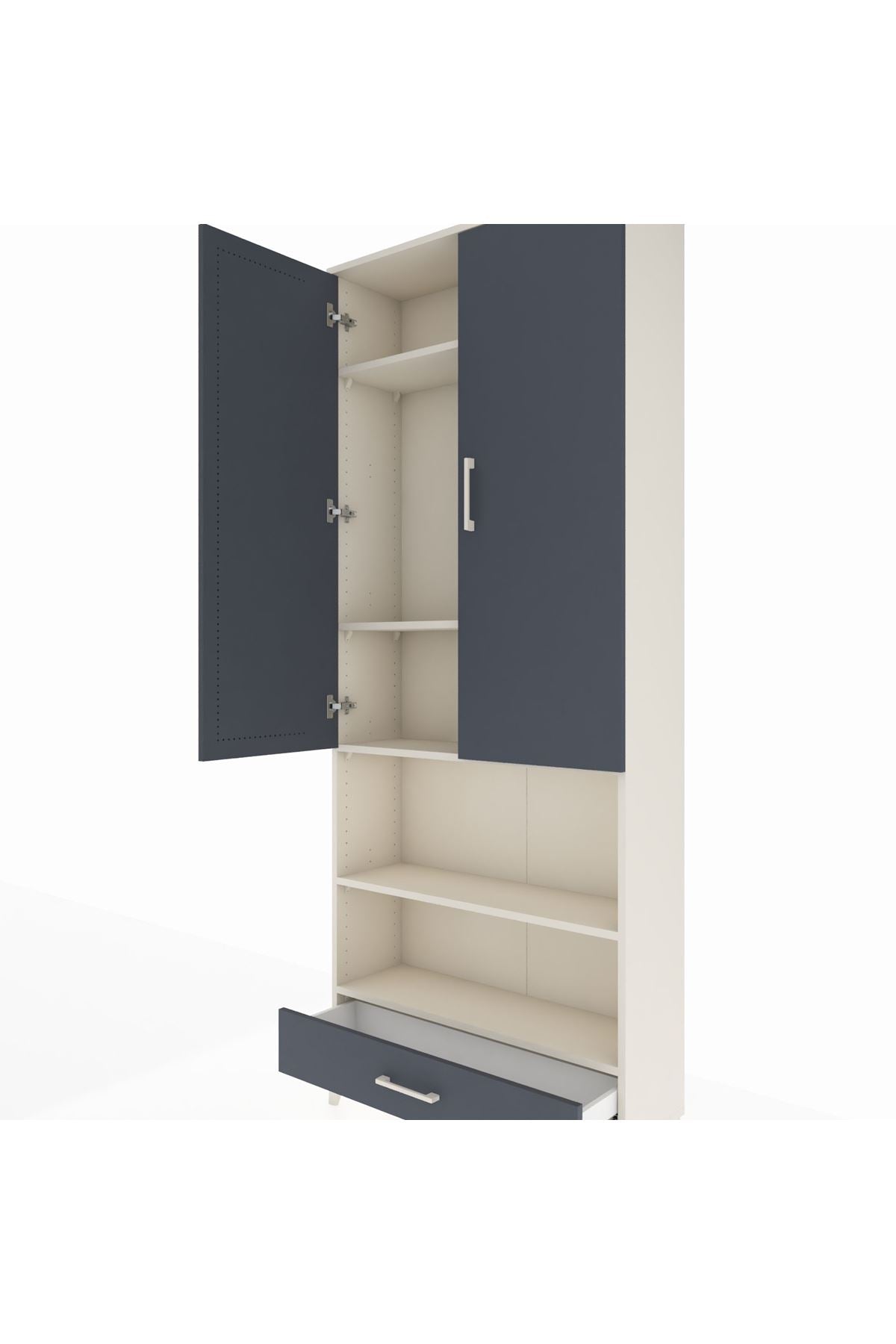 Arges Dolap 5 Raflı Tek Çekmeceli 2 Kapaklı 88x30x221 - S30M113V2A