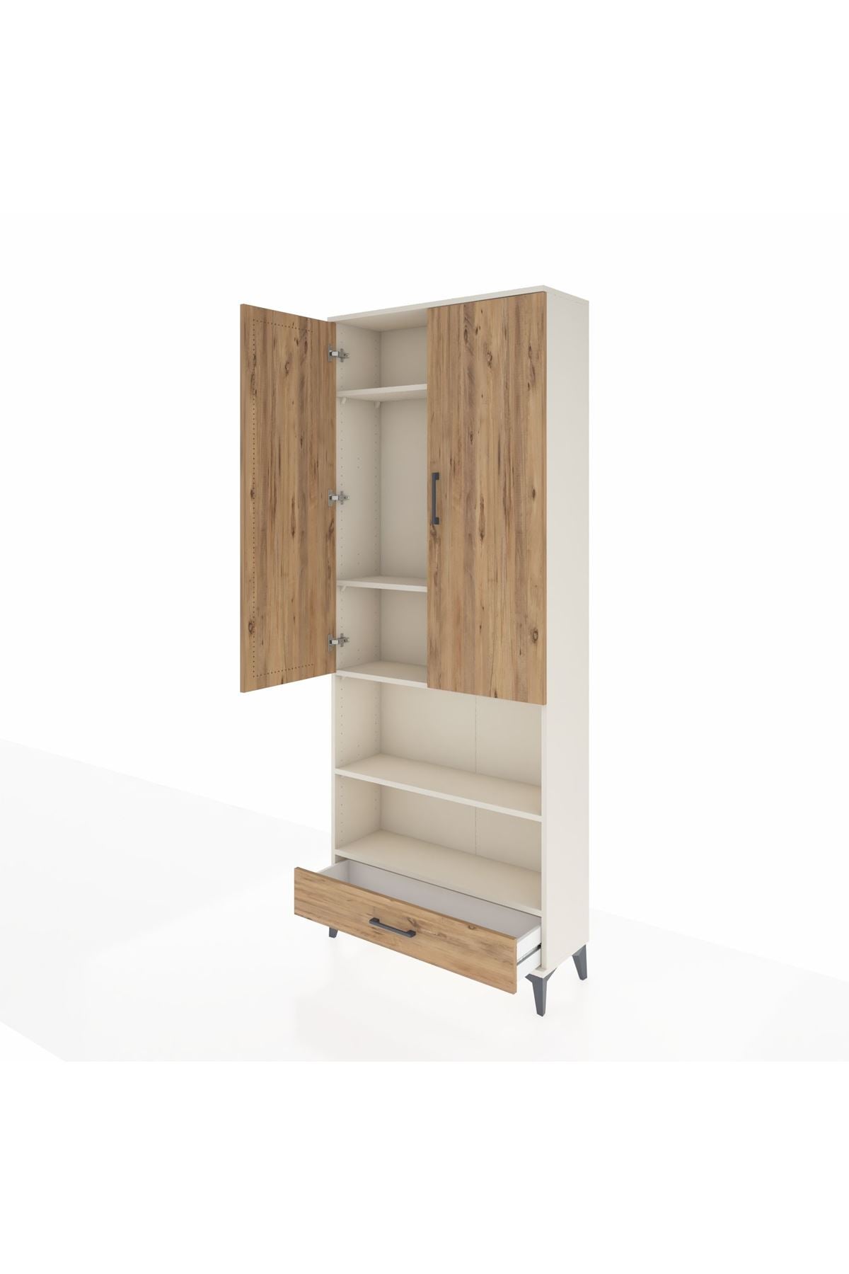 Arges Dolap 5 Raflı Tek Çekmeceli 2 Kapaklı 88x30x221 - S30M113V3A