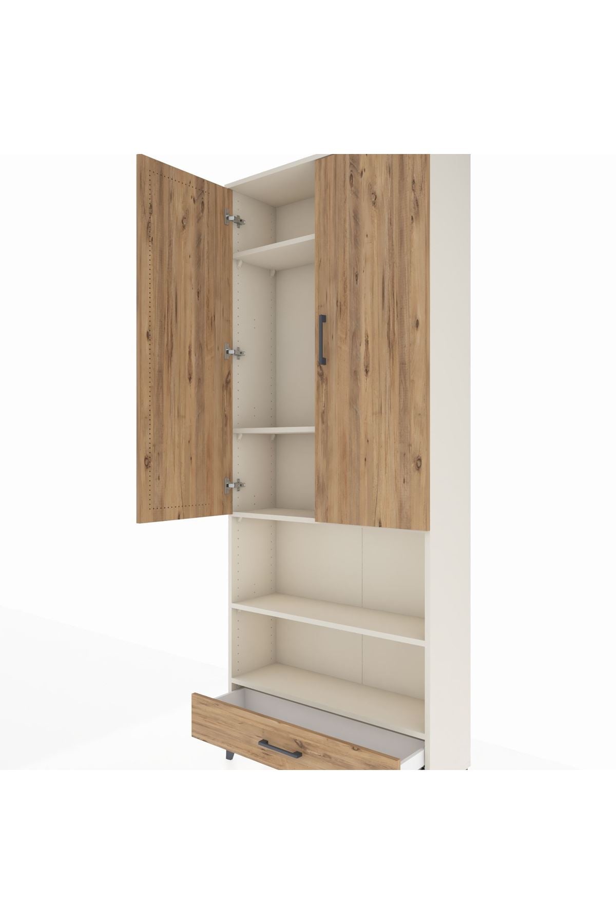 Arges Dolap 5 Raflı Tek Çekmeceli 2 Kapaklı 88x30x221 - S30M113V3A