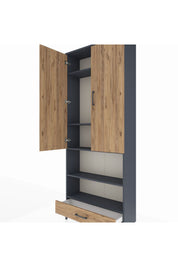 Arges Dolap 5 Raflı Tek Çekmeceli 2 Kapaklı 88x30x221 - S30M113V6A
