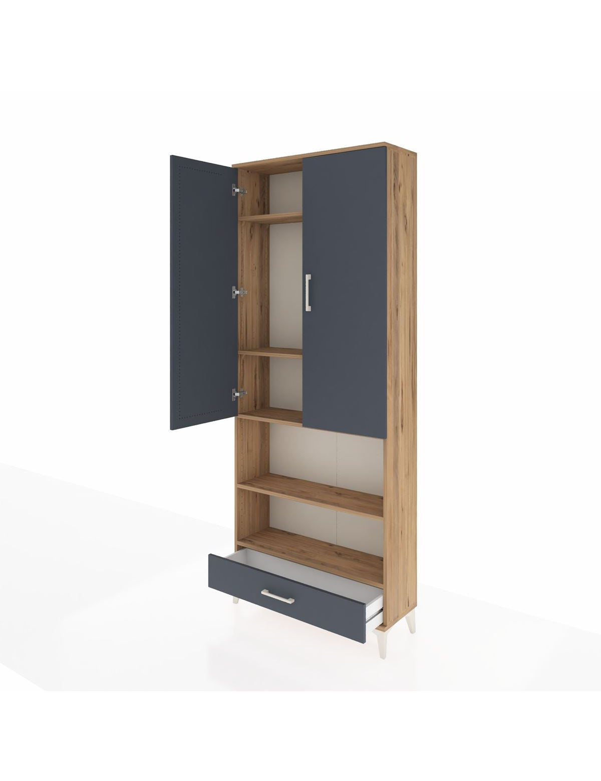 Arges Dolap 5 Raflı Tek Çekmeceli 2 Kapaklı 88x30x221 - S30M113V8A