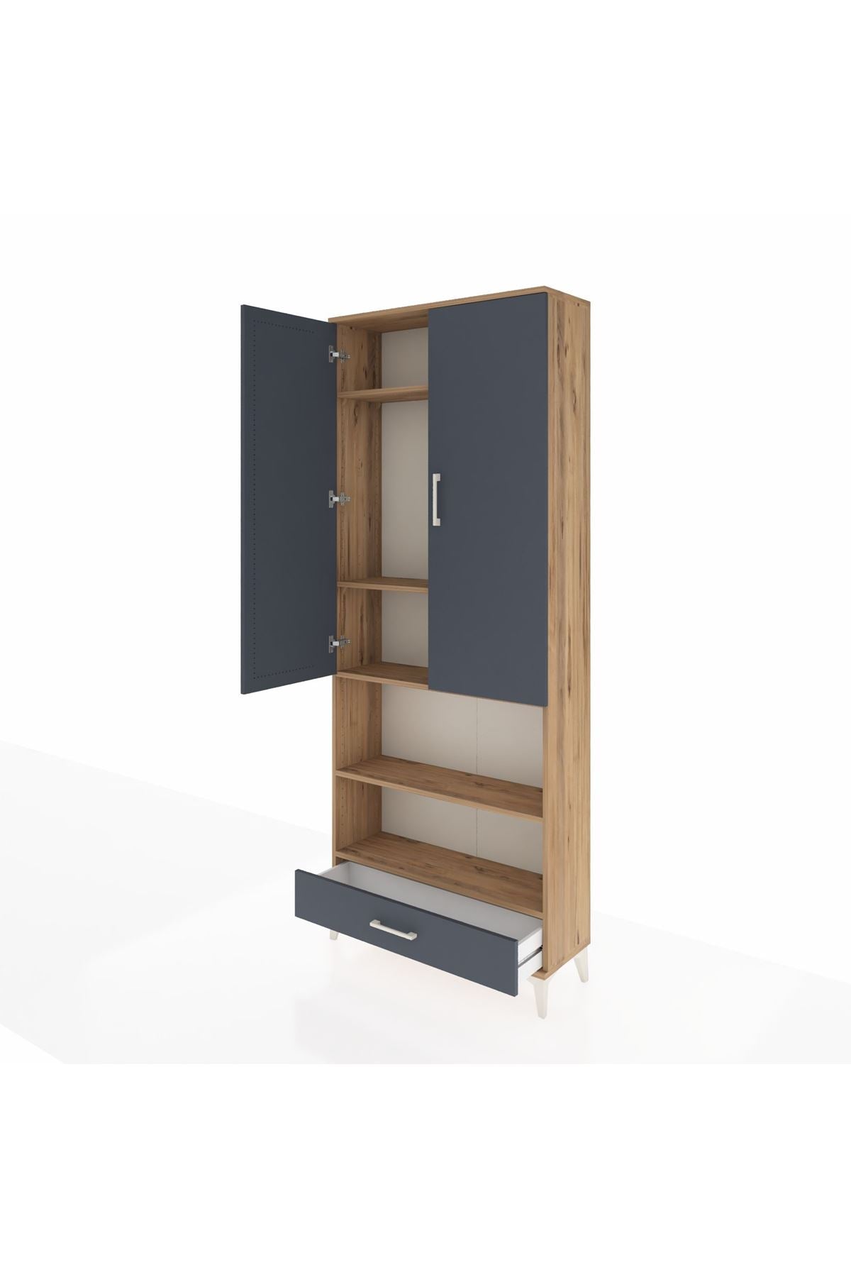 Arges Dolap 5 Raflı Tek Çekmeceli 2 Kapaklı 88x30x221 - S30M113V8A