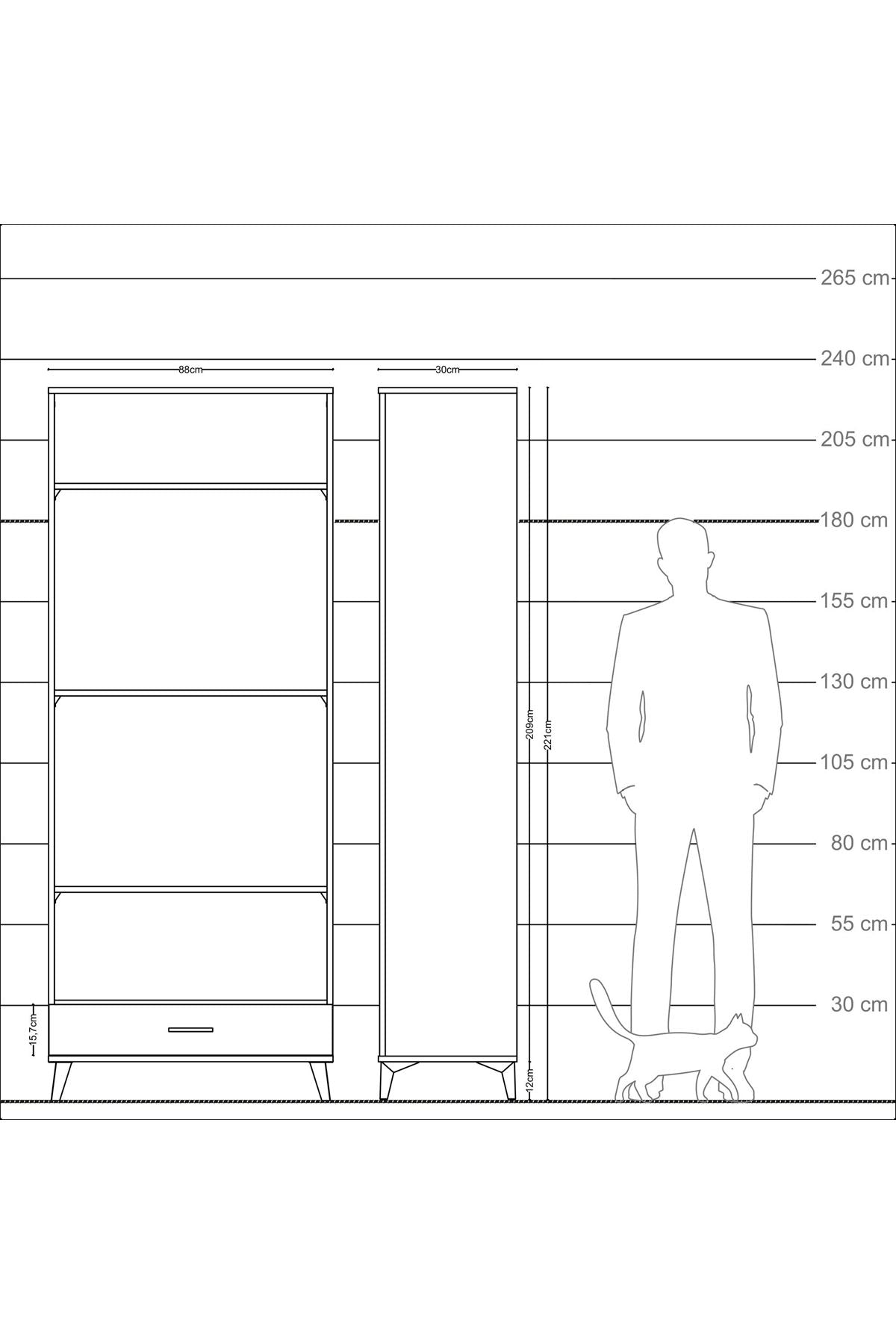 Arges Dolap 4 Raflı Tek Çekmeceli 88x30x221 - S30M114V6A