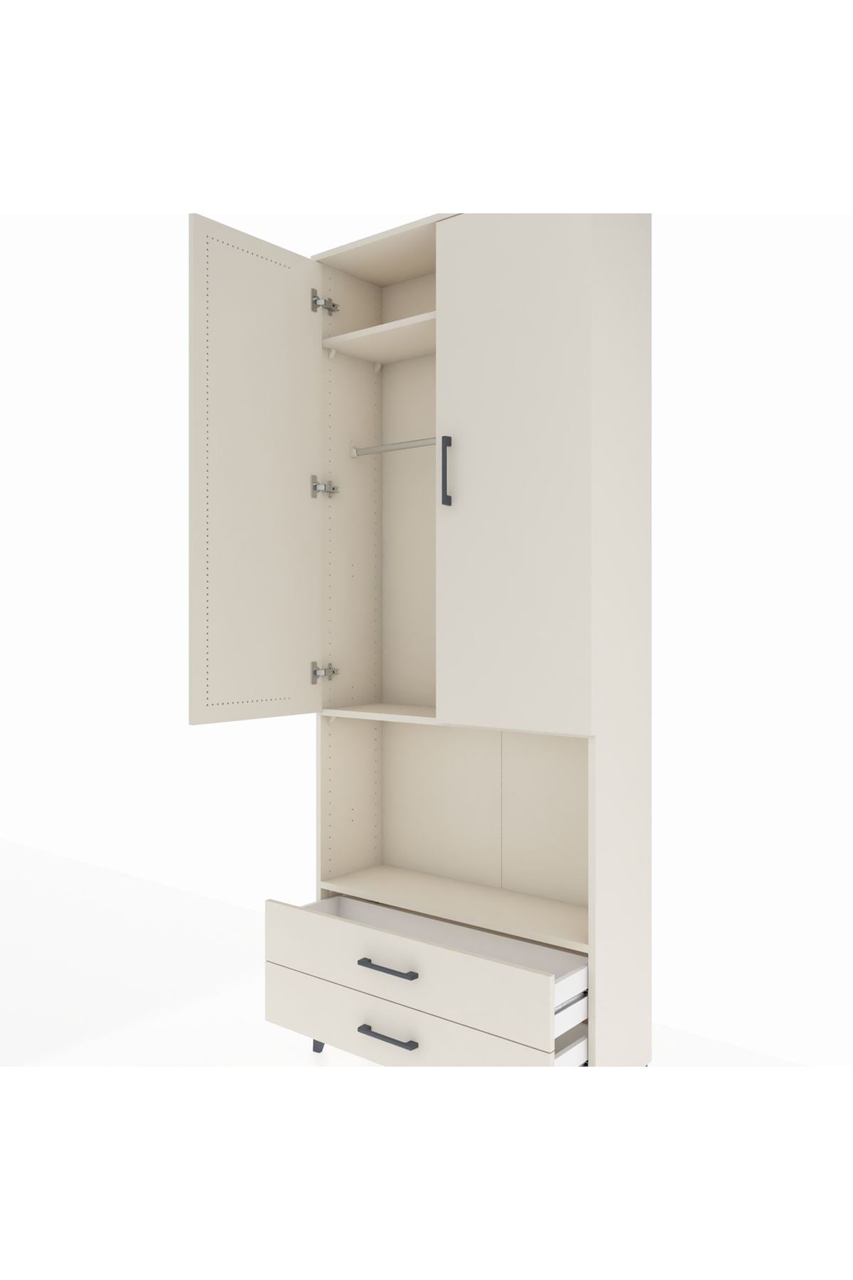 Arges Dolap 3 Raflı 2 Çekmeceli Tek Askılı 88x30x221 - S30M115V1A
