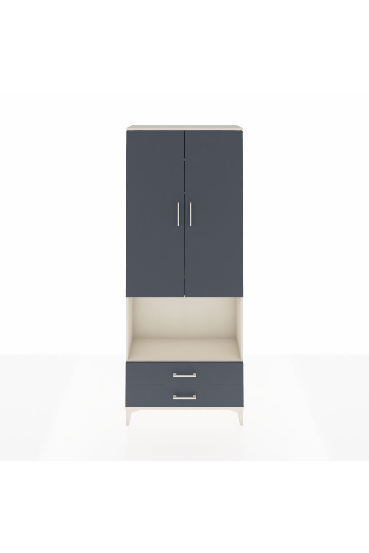 Arges Dolap 3 Raflı 2 Çekmeceli Tek Askılı 88x30x221 - S30M115V2A