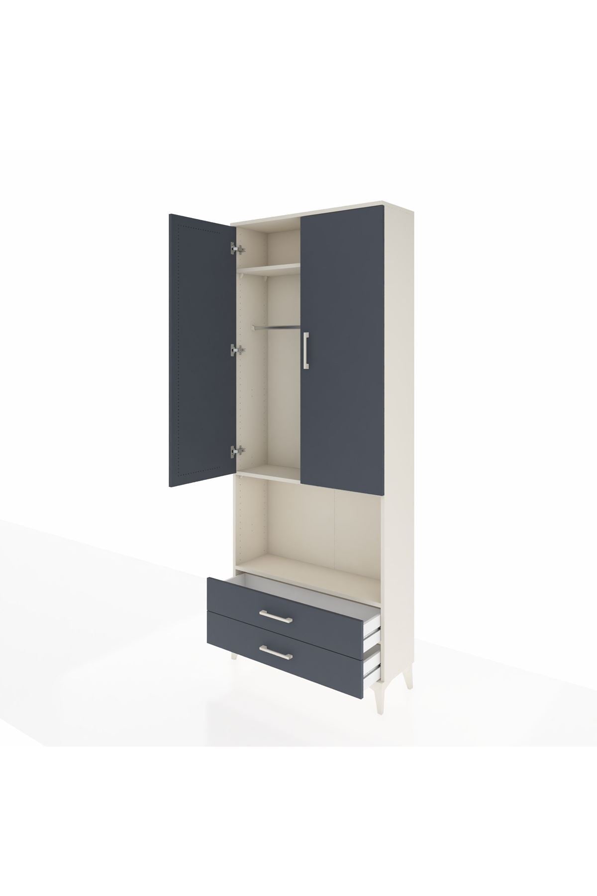 Arges Dolap 3 Raflı 2 Çekmeceli Tek Askılı 88x30x221 - S30M115V2A