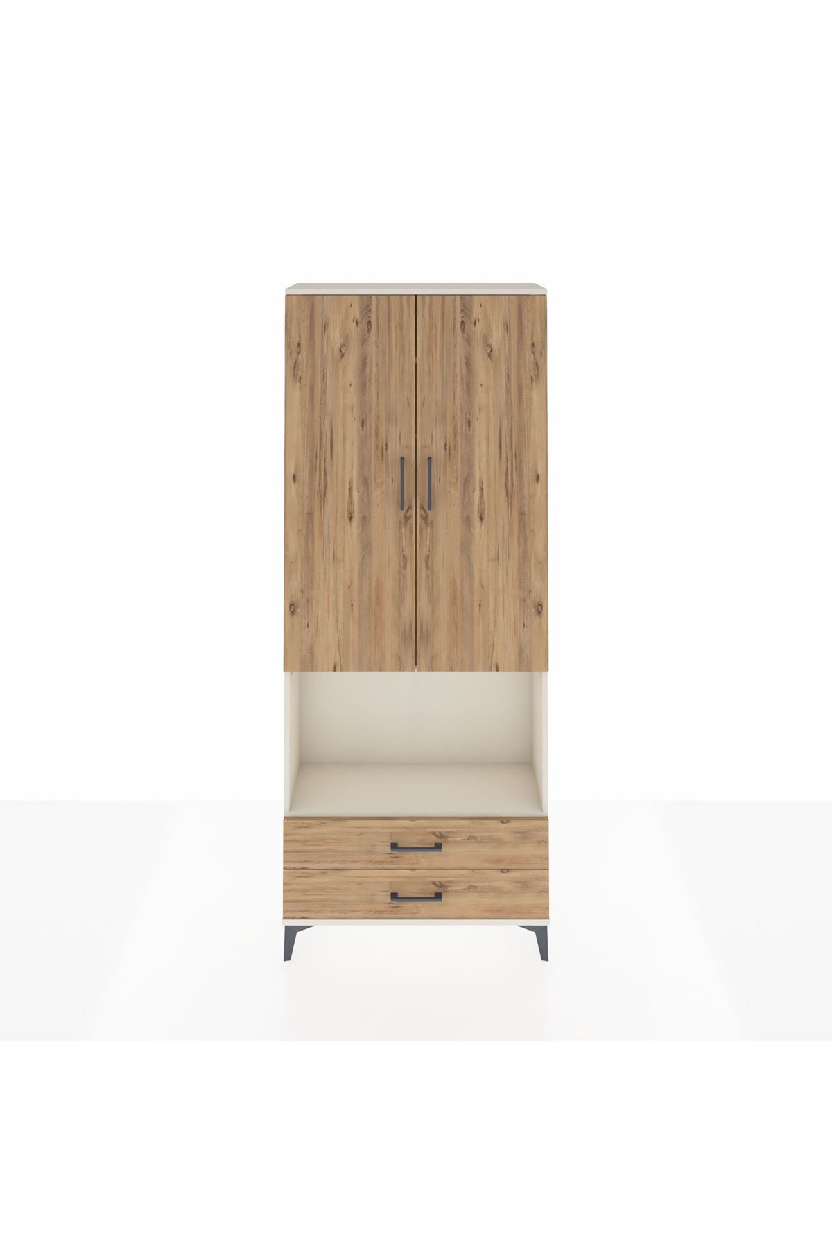 Arges Dolap 3 Raflı 2 Çekmeceli Tek Askılı 88x30x221 - S30M115V3A