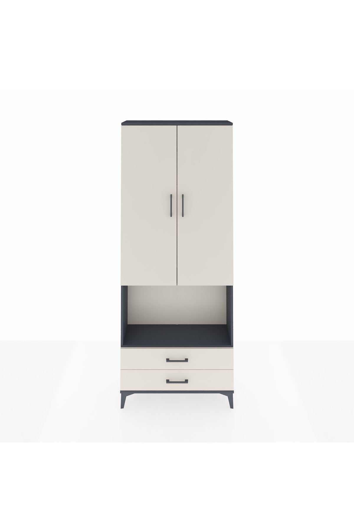 Arges Dolap 3 Raflı 2 Çekmeceli Tek Askılı 88x30x221 - S30M115V4A