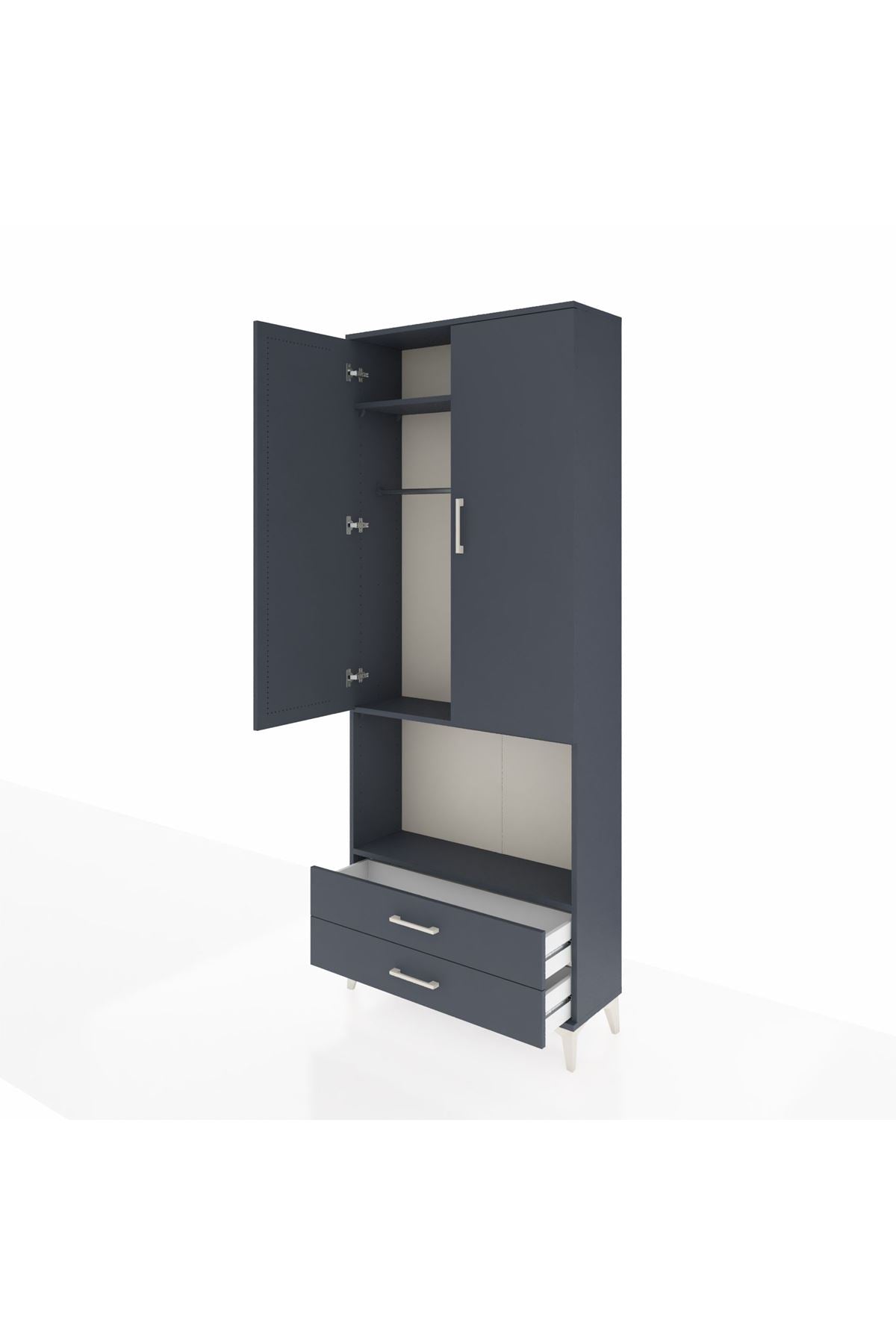 Arges Dolap 3 Raflı 2 Çekmeceli Tek Askılı 88x30x221 - S30M115V5A