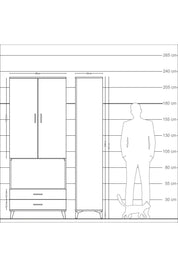 Arges Dolap 3 Raflı 2 Çekmeceli Tek Askılı 88x30x221 - S30M115V5A