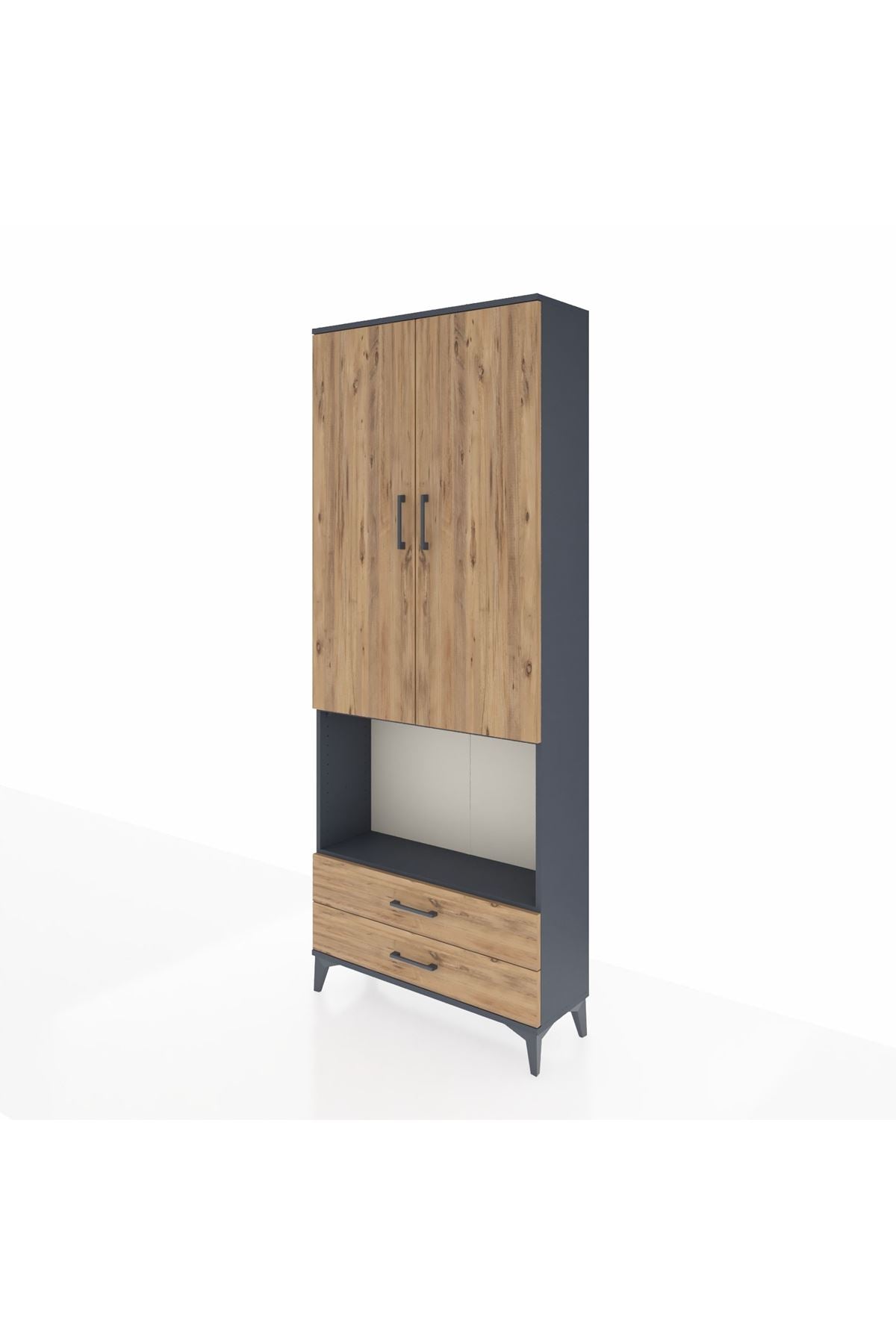 Arges Dolap 3 Raflı 2 Çekmeceli Tek Askılı 88x30x221 - S30M115V6A