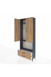 Arges Dolap 3 Raflı 2 Çekmeceli Tek Askılı 88x30x221 - S30M115V6A