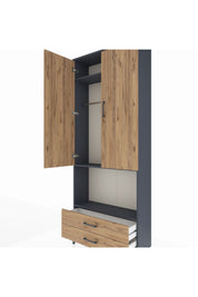 Arges Dolap 3 Raflı 2 Çekmeceli Tek Askılı 88x30x221 - S30M115V6A