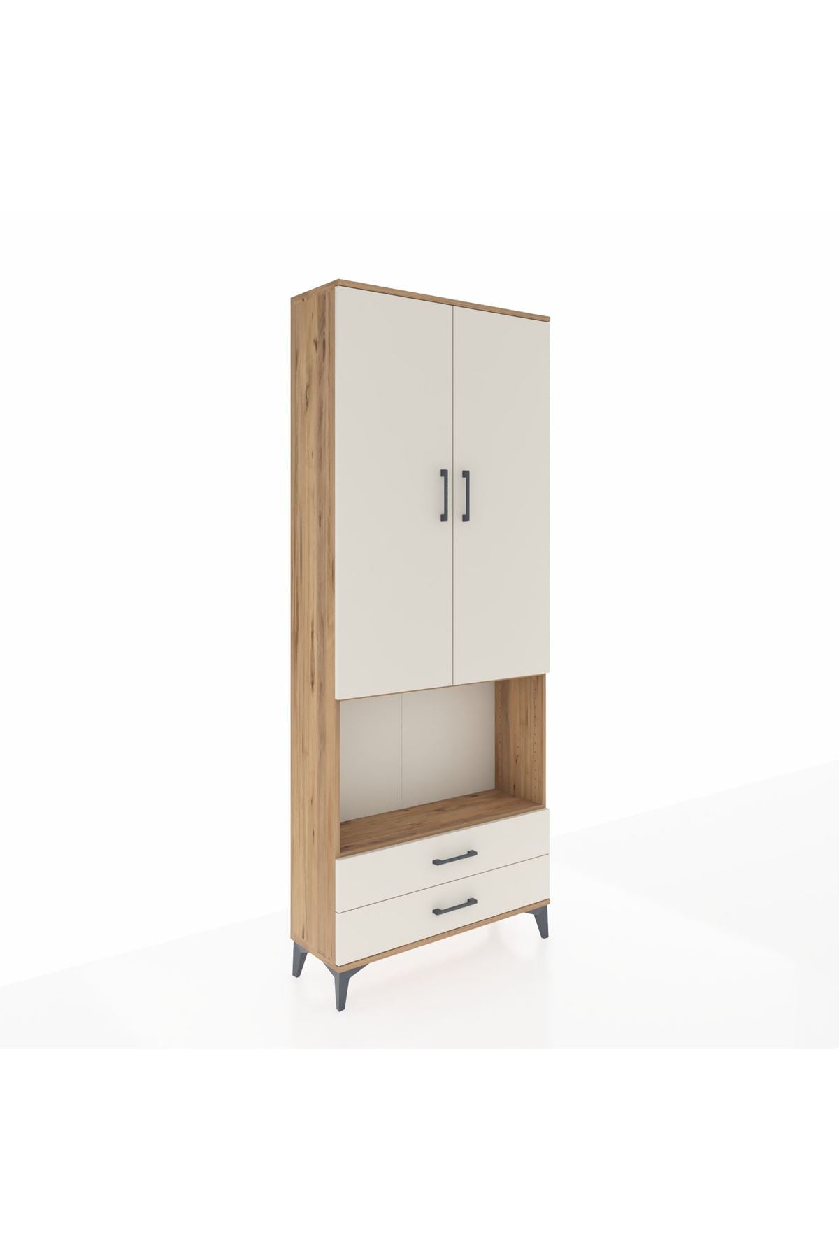 Arges Dolap 3 Raflı 2 Çekmeceli Tek Askılı 88x30x221 - S30M115V7A