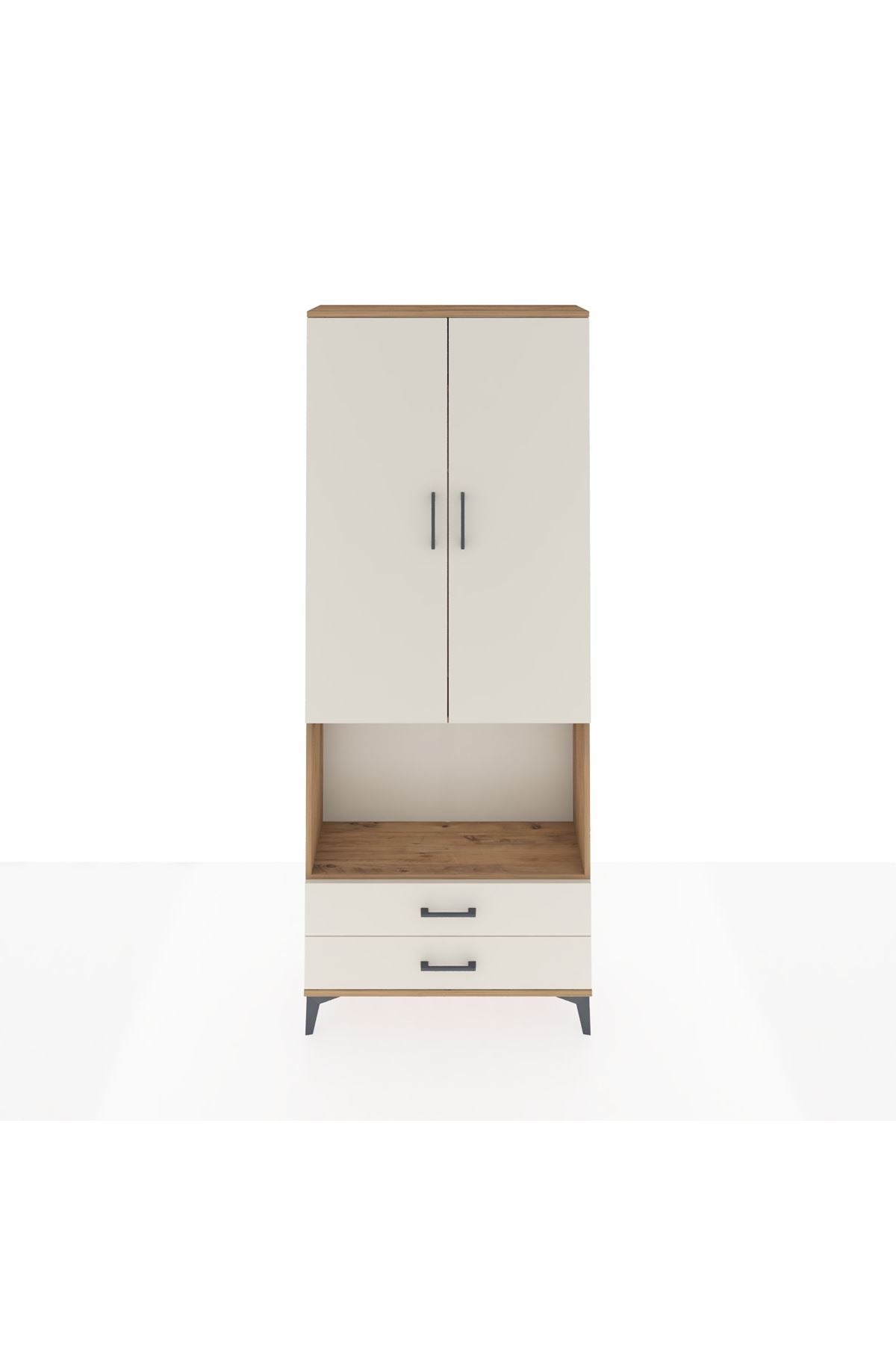 Arges Dolap 3 Raflı 2 Çekmeceli Tek Askılı 88x30x221 - S30M115V7A