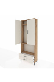 Arges Dolap 3 Raflı 2 Çekmeceli Tek Askılı 88x30x221 - S30M115V7A