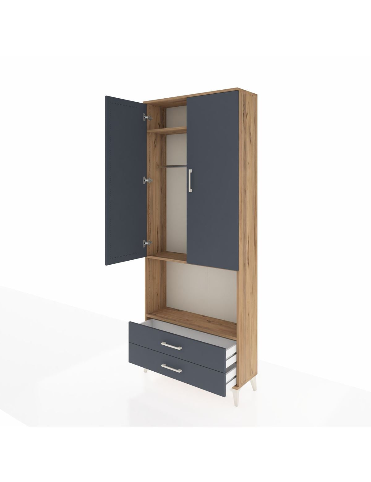 Arges Dolap 3 Raflı 2 Çekmeceli Tek Askılı 88x30x221 - S30M115V8A