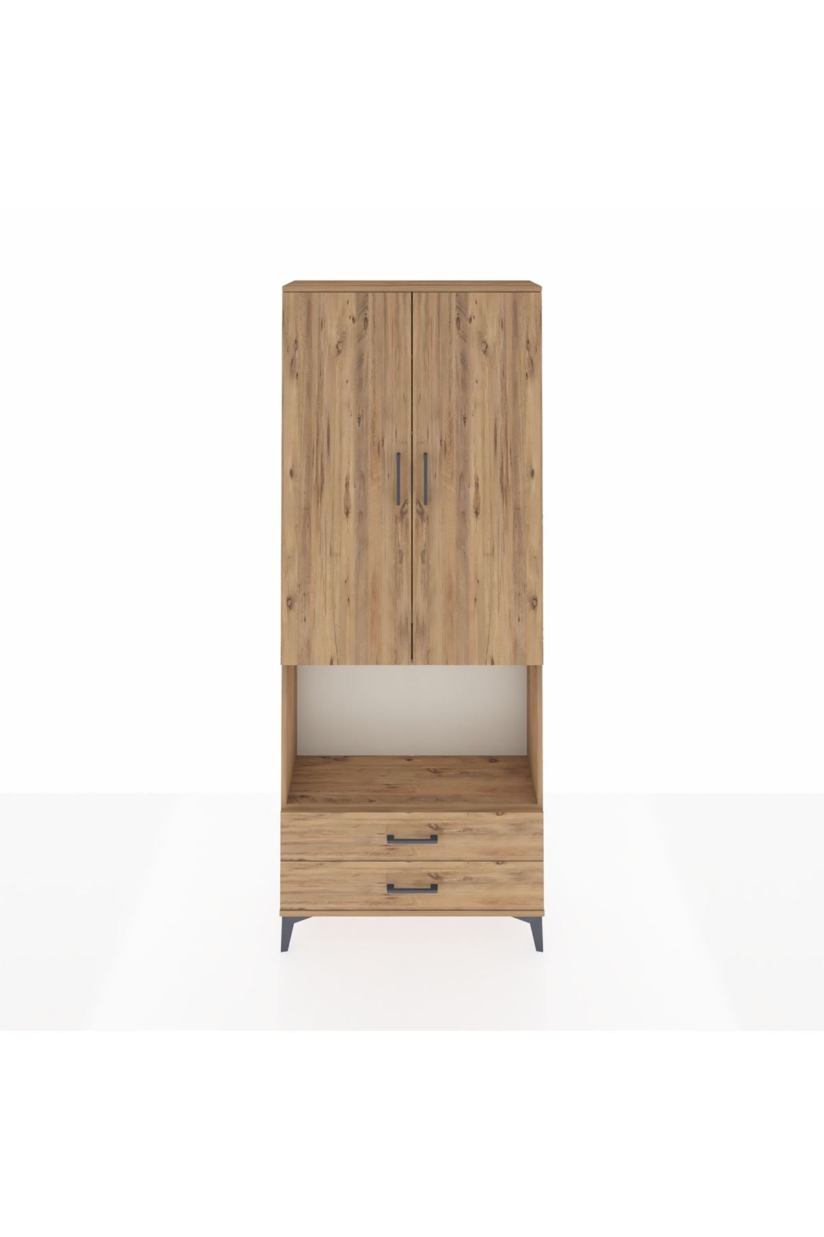 Arges Dolap 3 Raflı 2 Çekmeceli Tek Askılı 88x30x221 - S30M115V9A