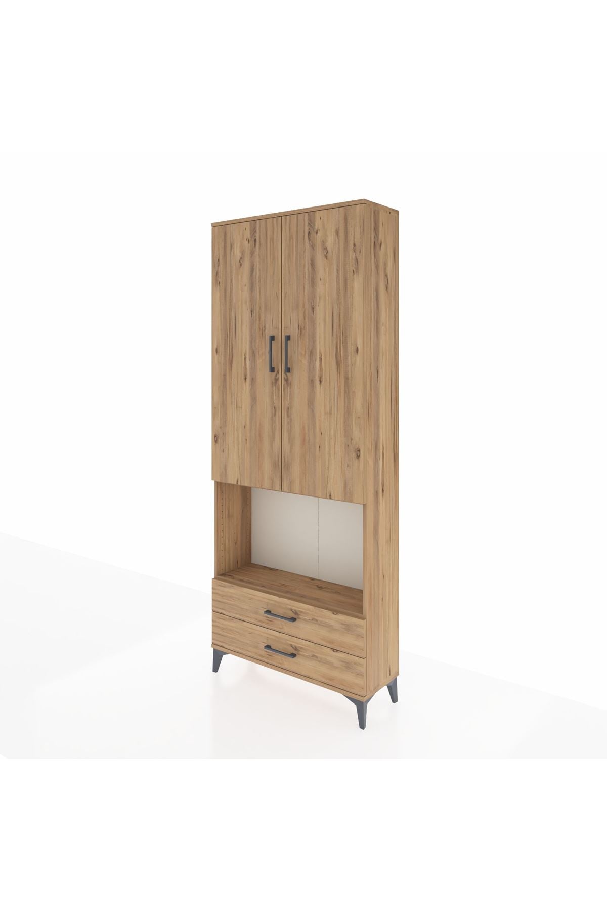Arges Dolap 3 Raflı 2 Çekmeceli Tek Askılı 88x30x221 - S30M115V9A