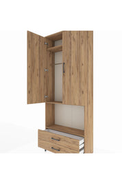 Arges Dolap 3 Raflı 2 Çekmeceli Tek Askılı 88x30x221 - S30M115V9A